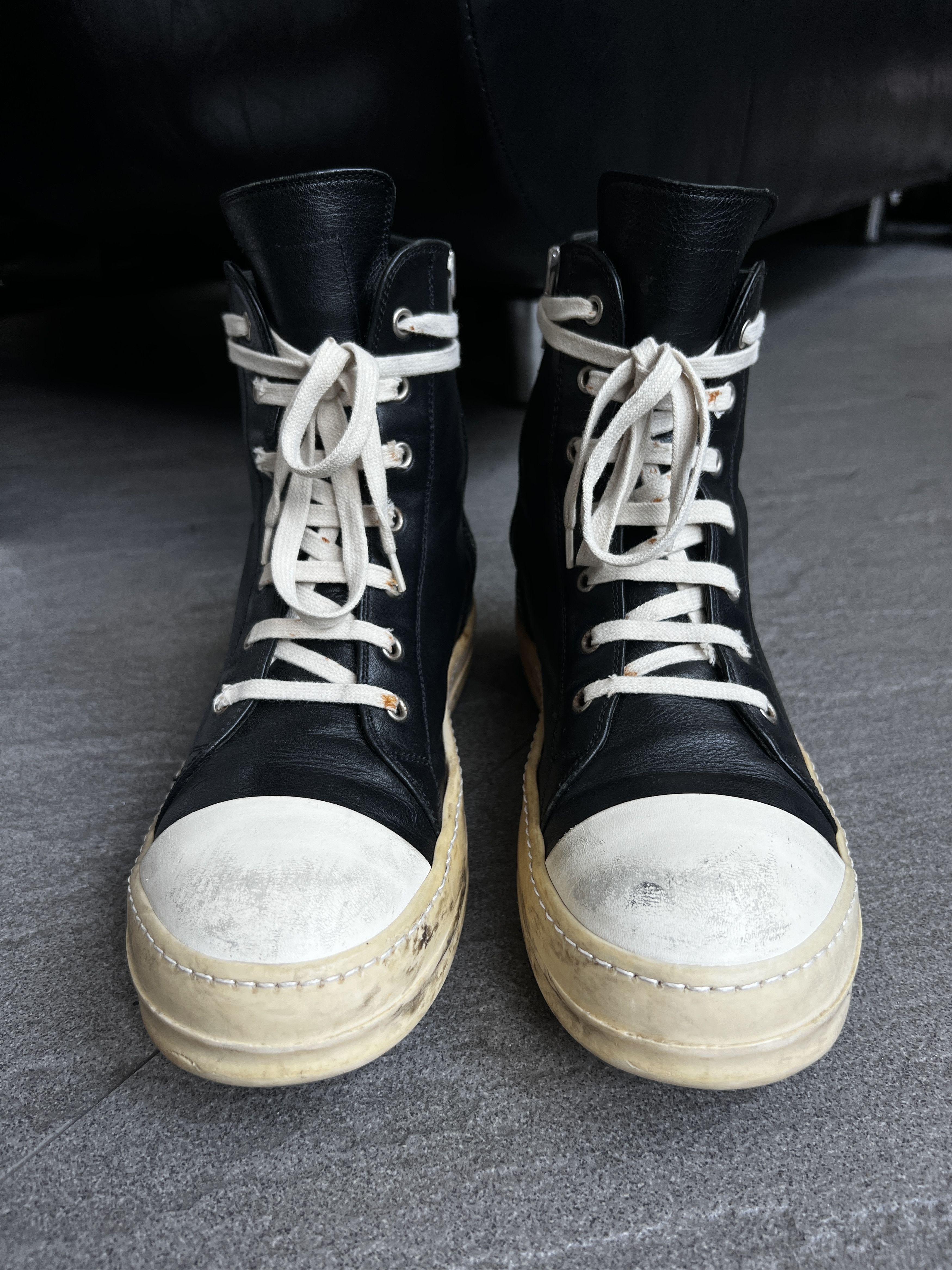 Rick Owens Rick Owens Ramones High Black Milk EU41 Size US 8 / EU 41 - 12 Thumbnail