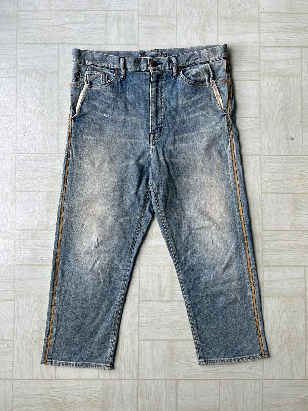 Maison MIHARA YASUHIRO FW16 Miharayasuhiro Reconstruct Stone Wash Gold Line Denim Size US 32 / EU 48 - 1 Thumbnail
