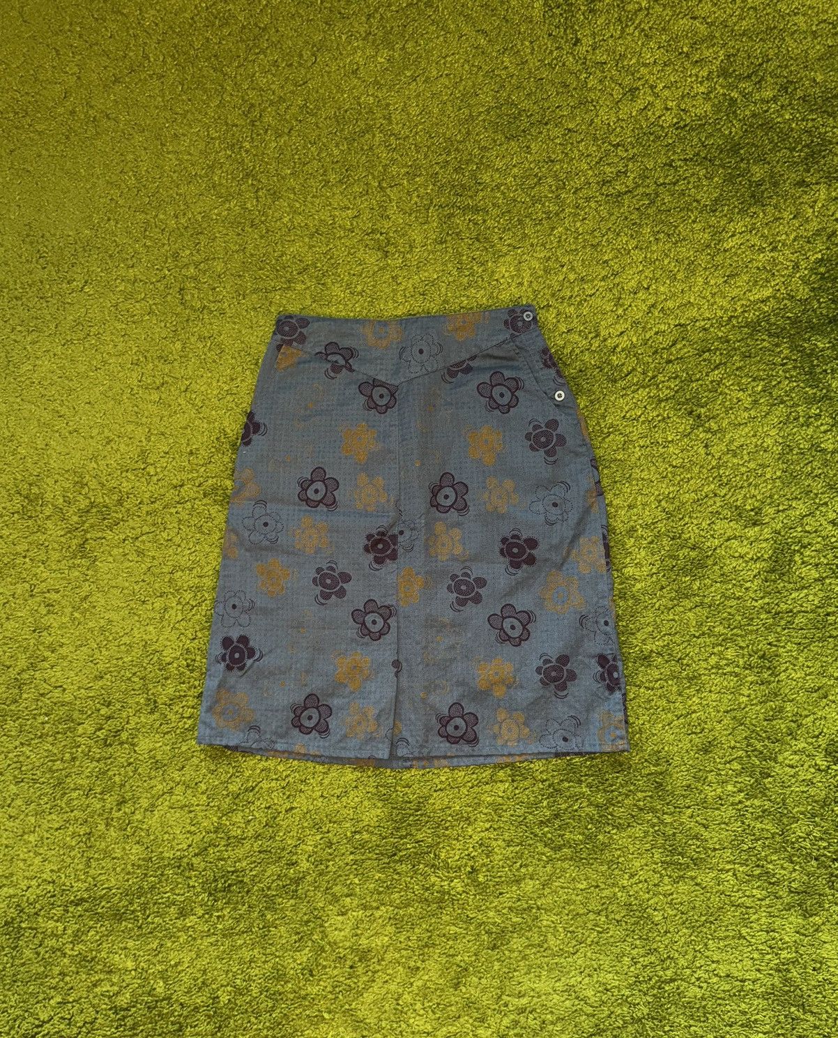Designer Gudrun Sjoden avant garde linen blend floral pattern skirt Size 26" / US 2 / IT 38 - 1 Thumbnail