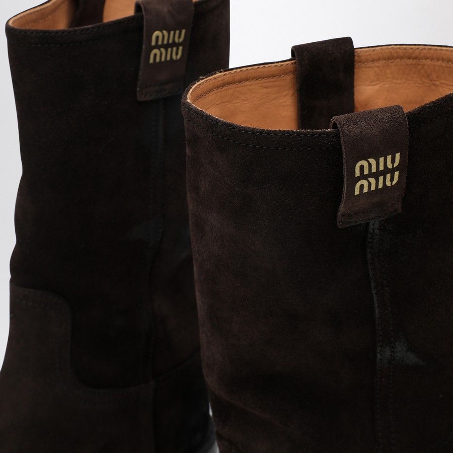 Miu Miu vo1d2blof0824 Suede Boots in Dark Brown Size US 10 / IT 40 - 5 Thumbnail