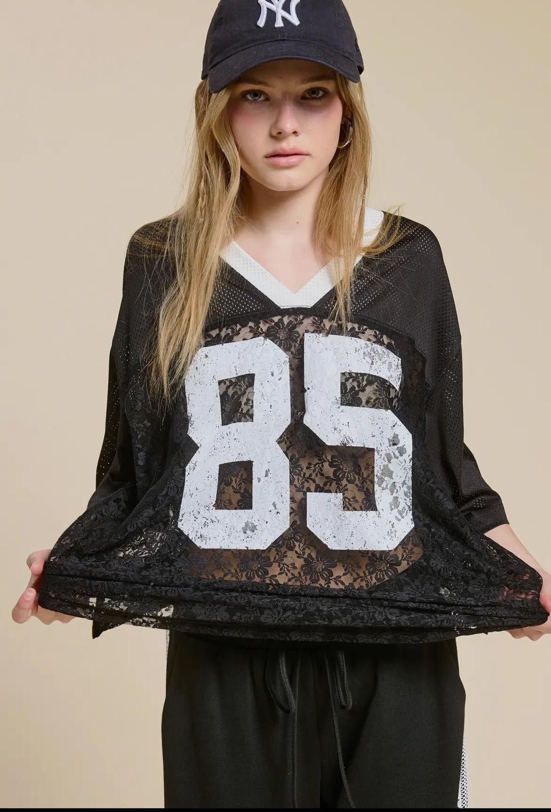 Other Sporty Chic Lace Number 85 Graphic Jersey Top Size L / US 10 / IT 46 - 2 Thumbnail