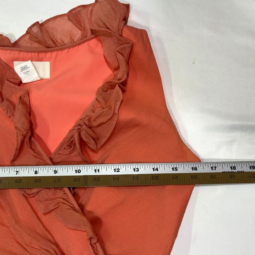 Vintage J Crew Coral Ruffle Wrap Dress Sleeveless Summer Cocktail Party Womens 0 Size XS / US 0-2 / IT 36-38 - 7 Thumbnail