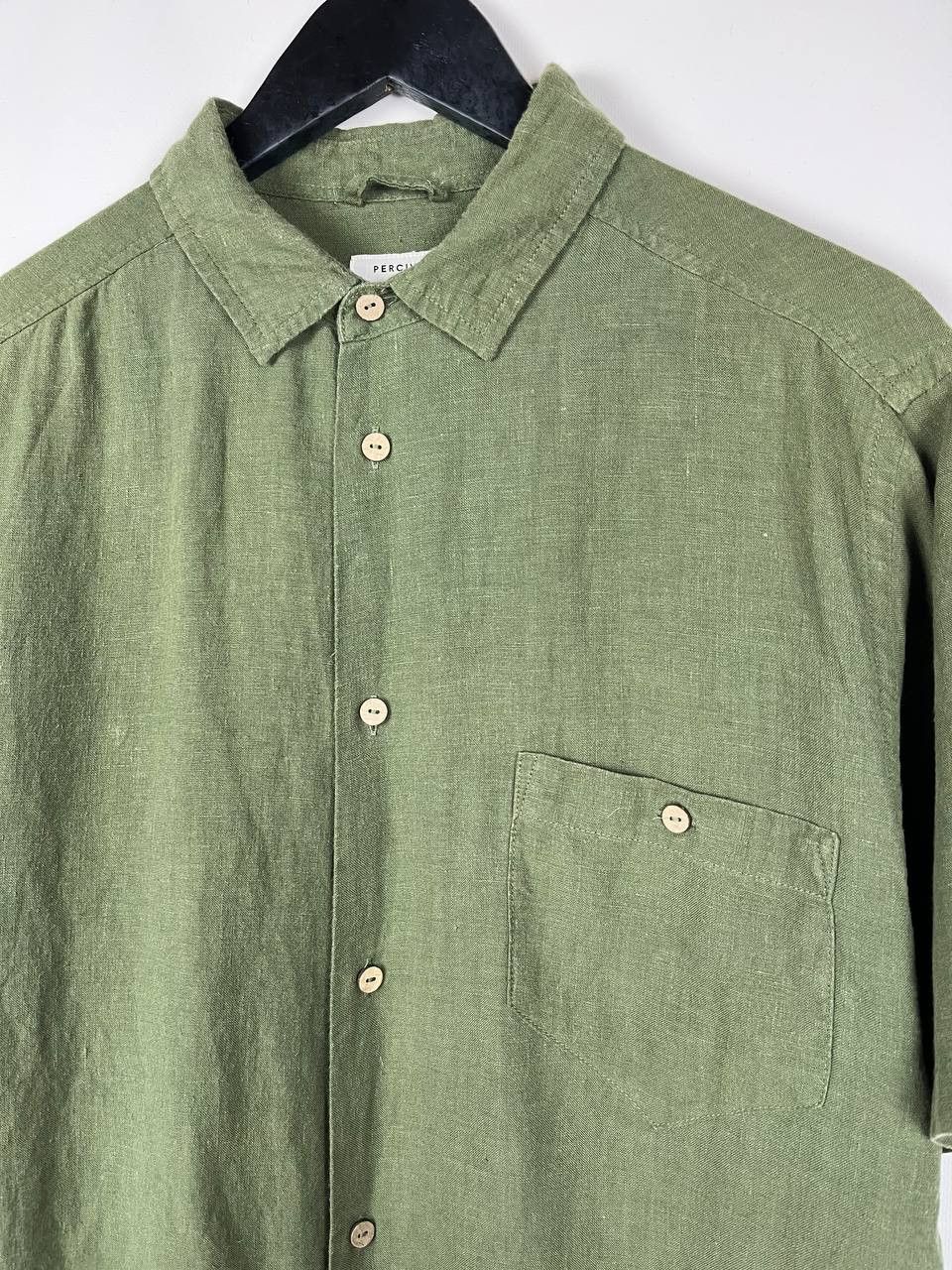 Percival Percival Men's 100% Linen Short Sleeve Shirt Size US M / EU 48-50 / 2 - 3 Thumbnail