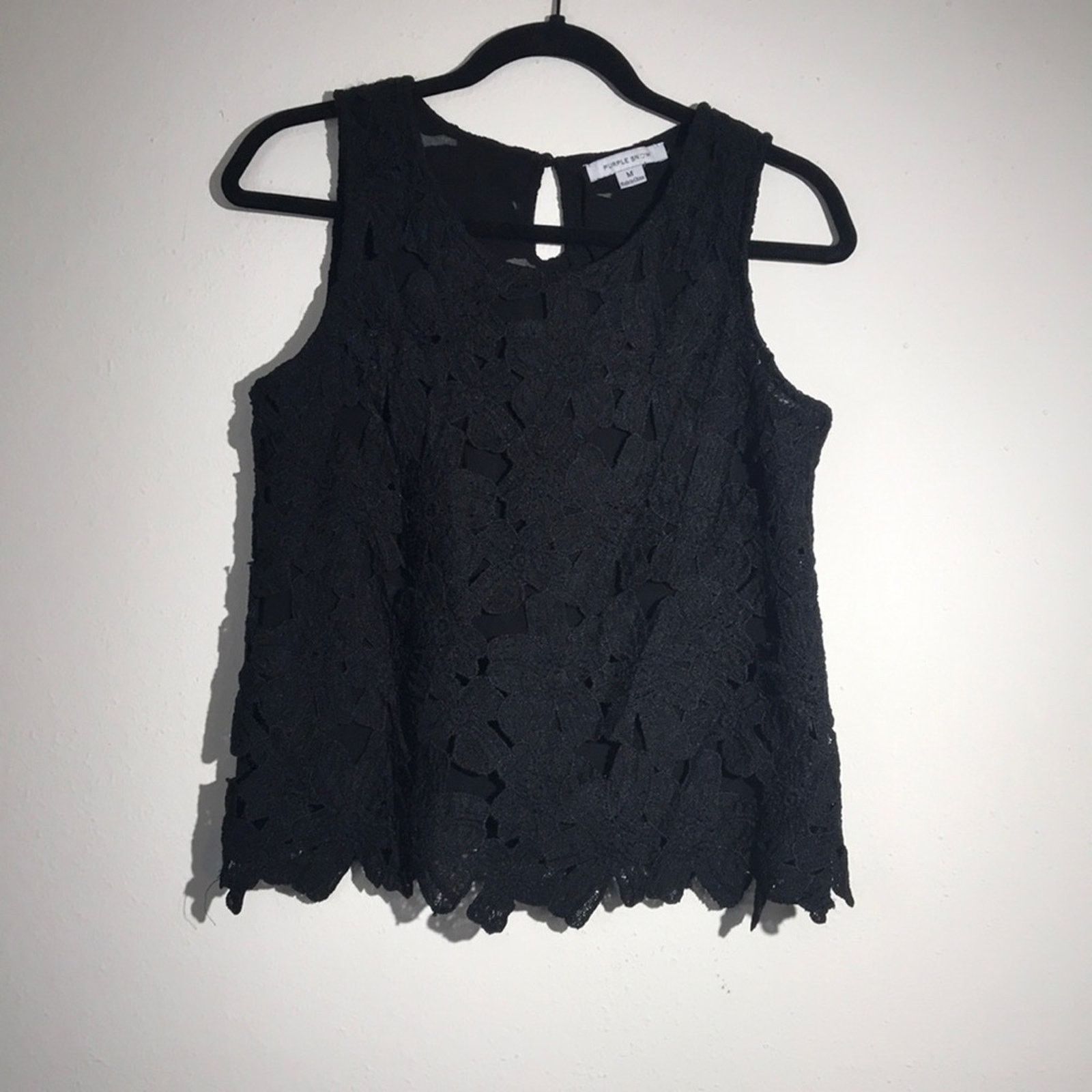 Other Purple Snow Black Lace Overlay Blouse Medium Size M / US 6-8 / IT 42-44 - 1 Thumbnail