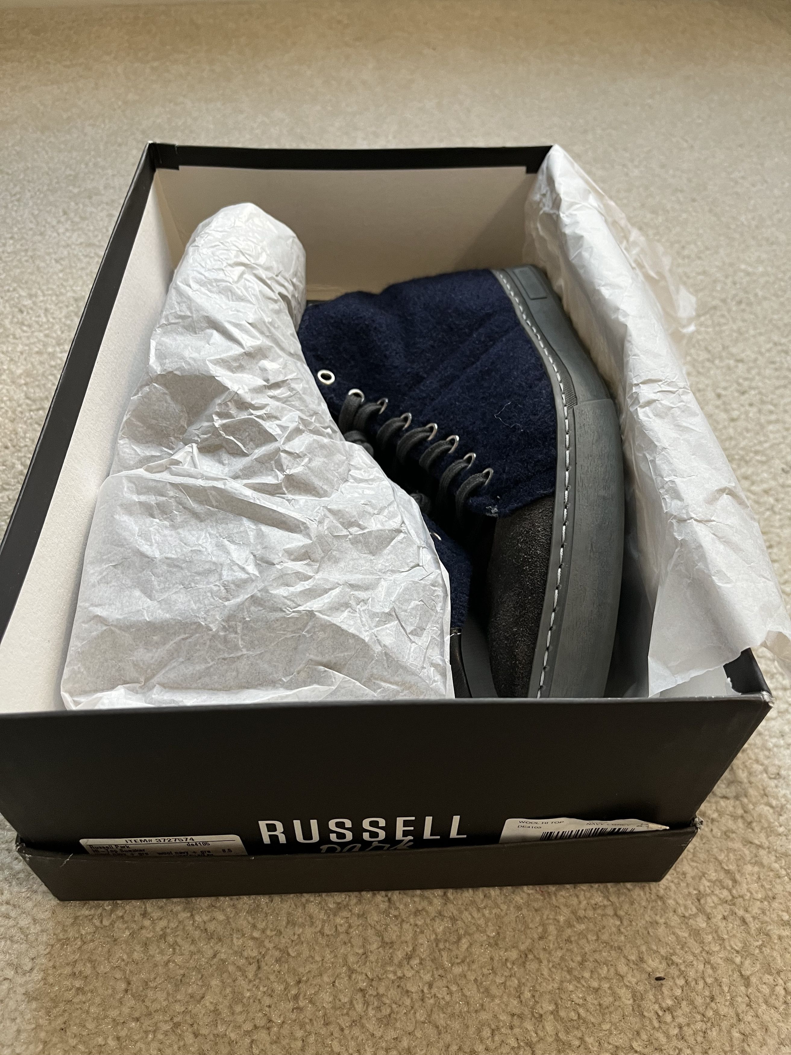 Other Russell Park Wool Bouclé Hi-Top Sneaker Navy Grey US8.5 Size US 8.5 / EU 41-42 - 8 Thumbnail