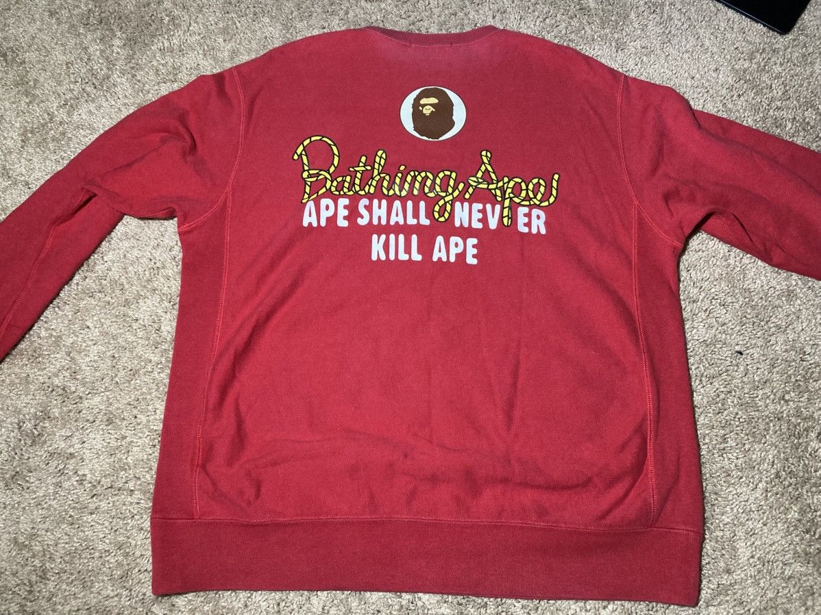 Bape 2012 Bape ASNKA Cursive Logo Graphic Crewneck Red Nigo OG Size US L / EU 52-54 / 3 - 7 Thumbnail