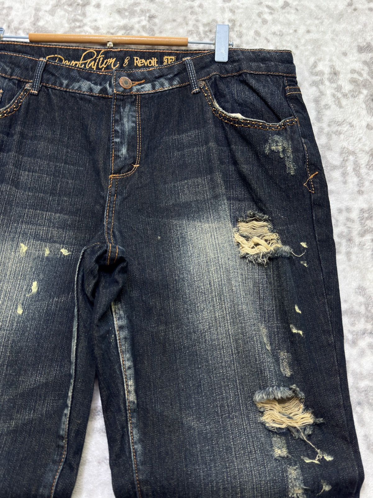 Tornado Mart Revolution Flared Denim Distressed Thrashed Paint Splatter Size US 37 - 5 Thumbnail