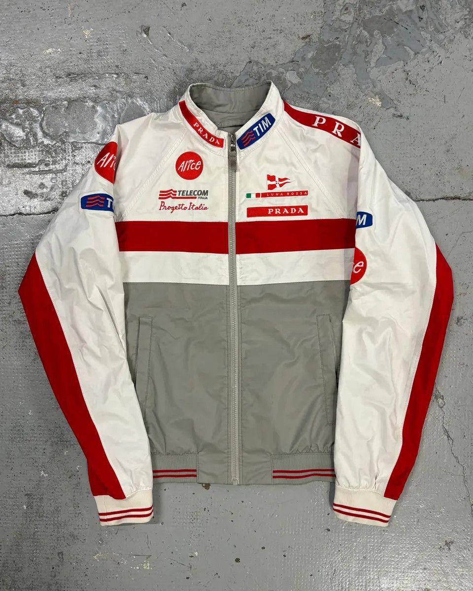 Prada AW2003 Prada Red White Nylon Luna Rossa Jacket Size US M / EU 48-50 / 2 - 1 Thumbnail