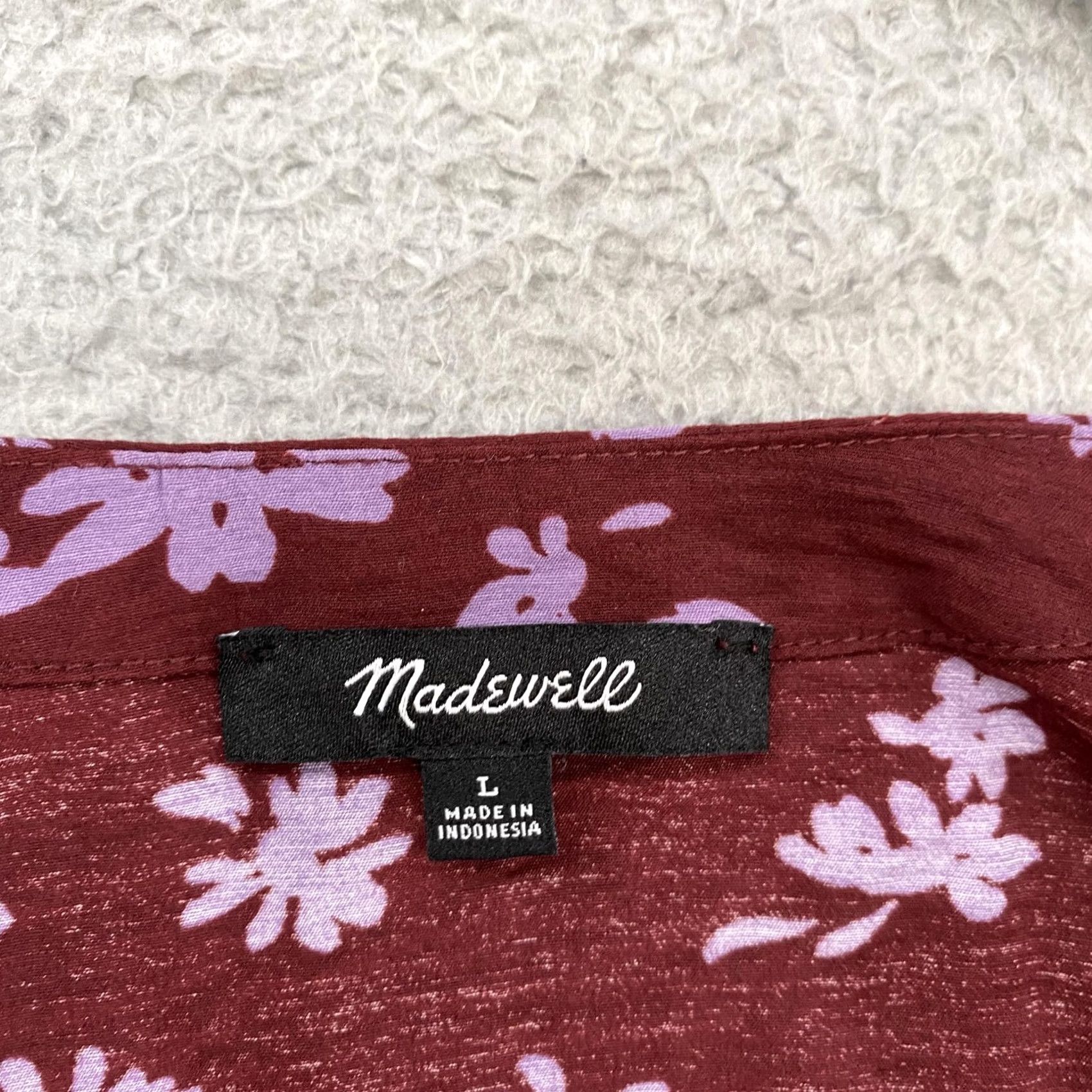 Madewell VINTAGE Madewell Floral Top Womens L Red Button Front Cropped Long Sleeve Size L / US 10 / IT 46 - 6 Thumbnail