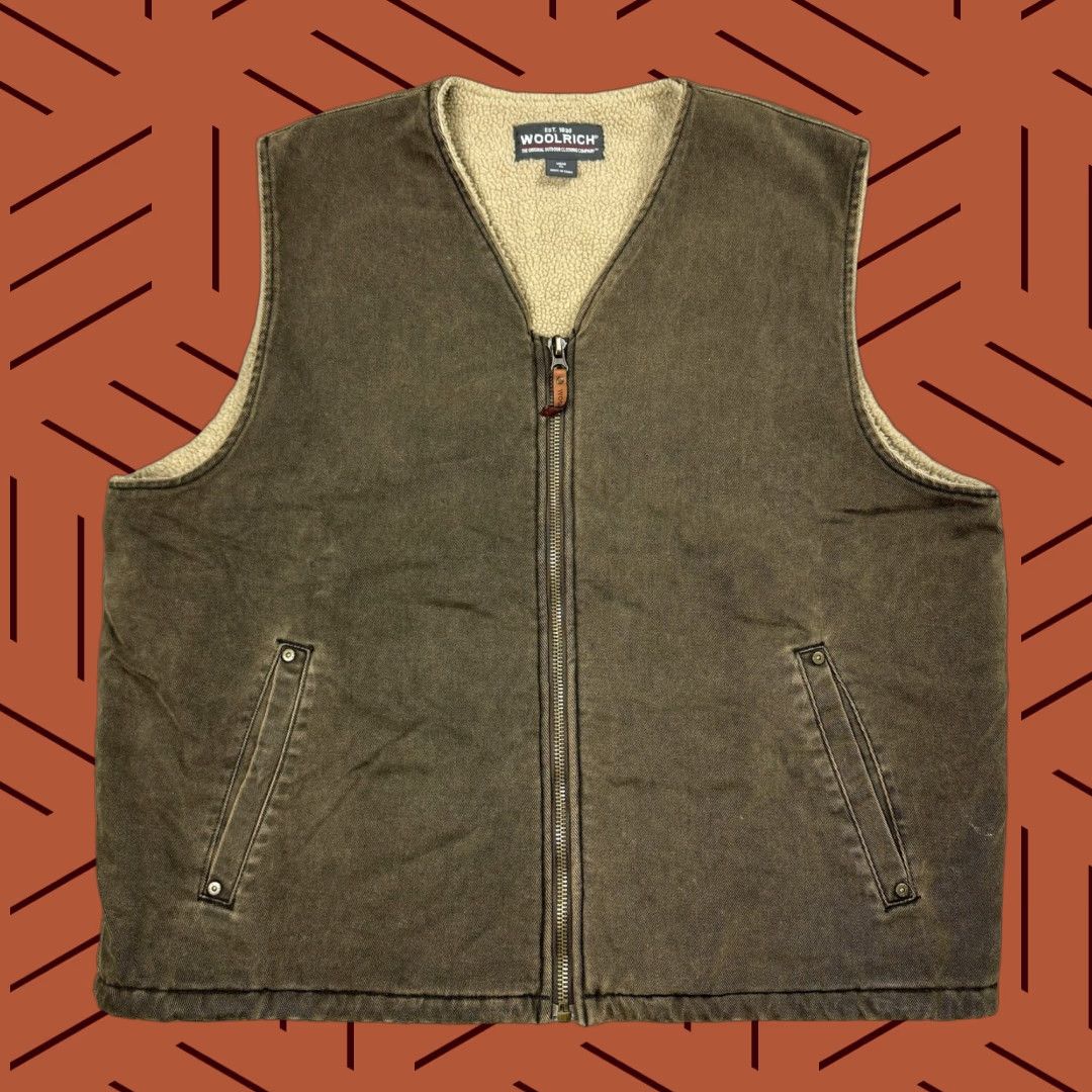 Vintage WOOLRICH Vest Mens SADDLE BROWN Cotton Insulated Sherpa Lined Full Zip XL Woolrich 16016 Woolrich Size US XL / EU 56 / 4 - 1 Thumbnail