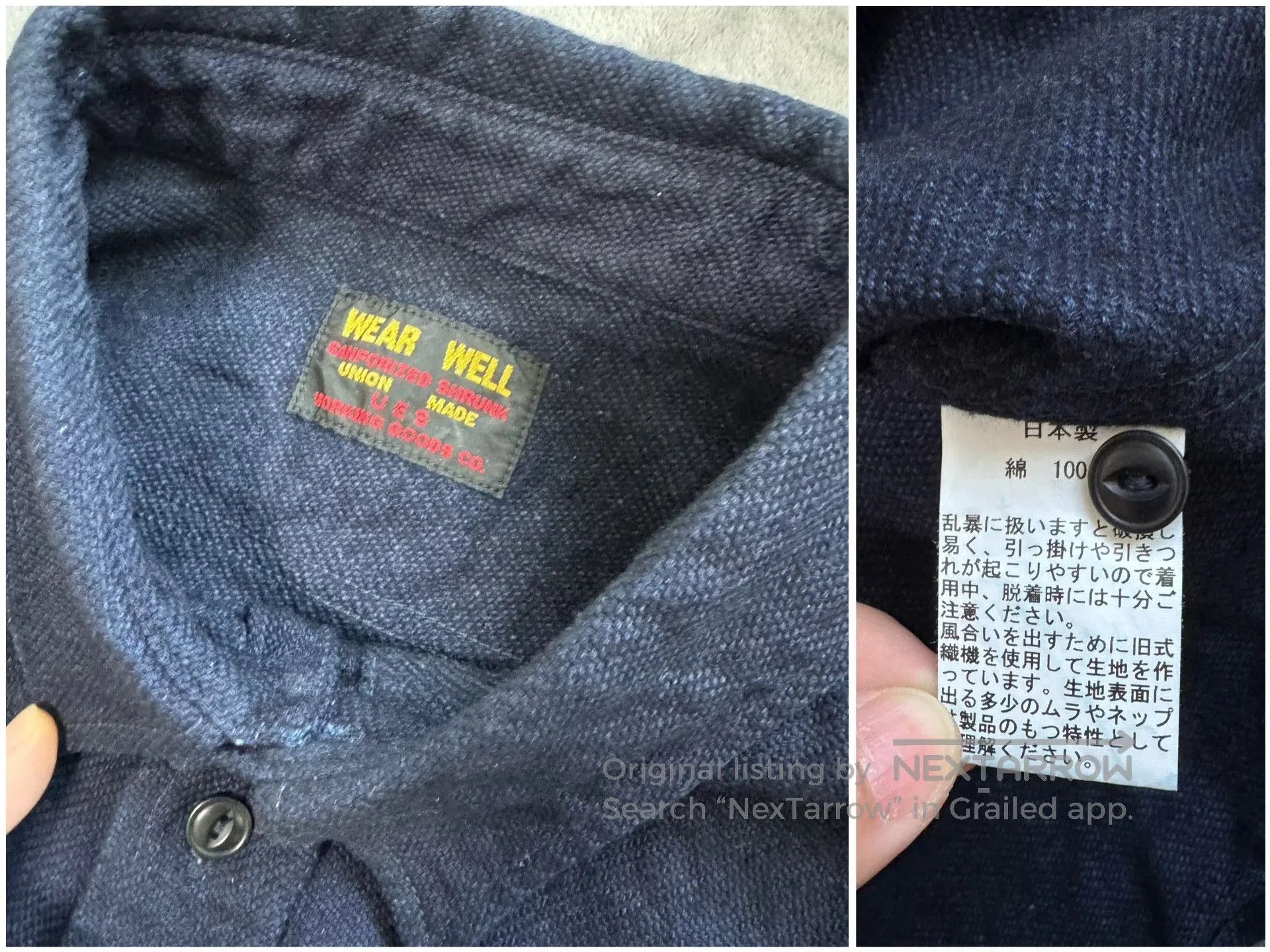 UES Japan UES 501655 Indigo Flannel Long Sleeve Shirt. Size US L / EU 52-54 / 3 - 7 Thumbnail