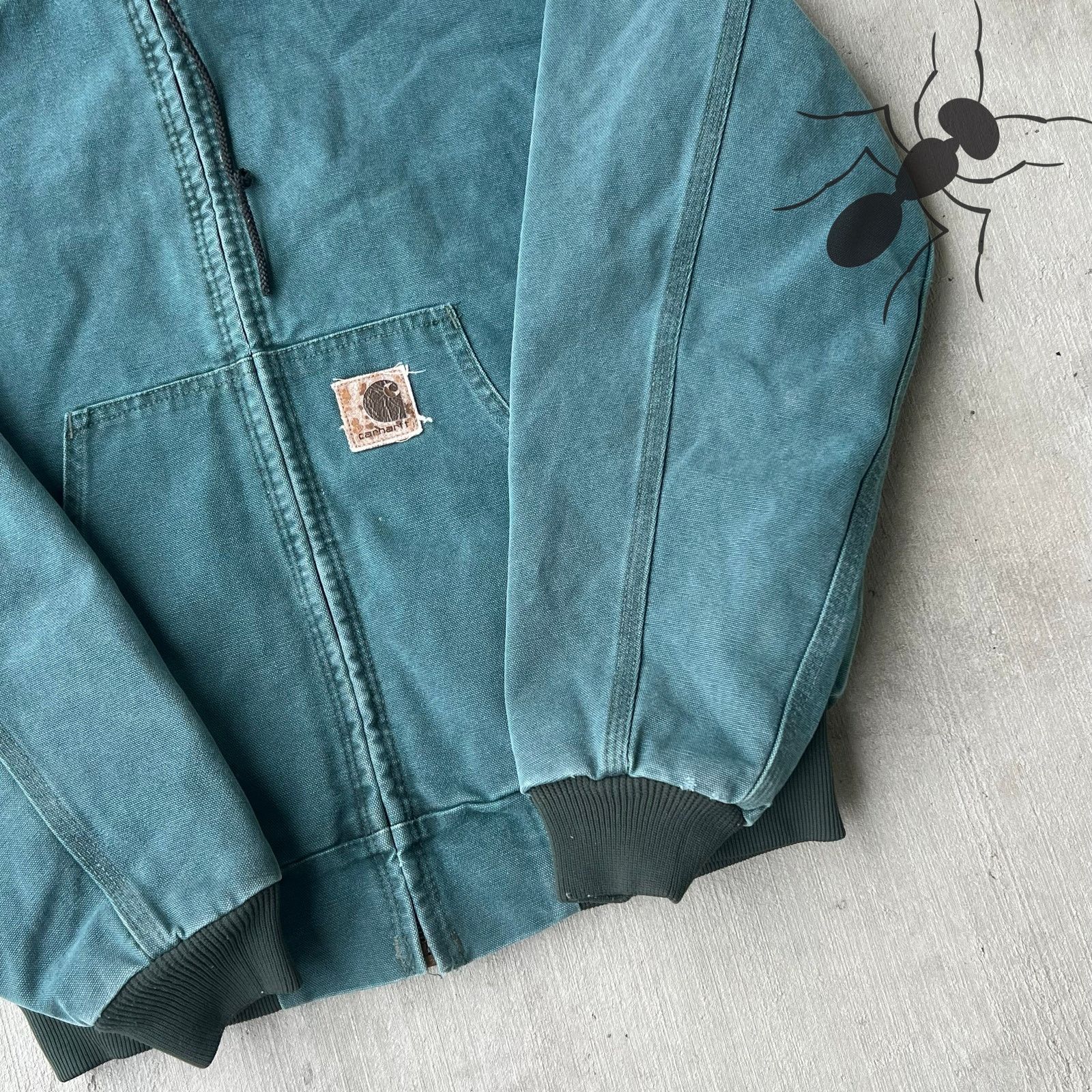 Carhartt × Vintage Carhartt JQ243 green hooded work wear jacket Size US M / EU 48-50 / 2 - 2 Thumbnail