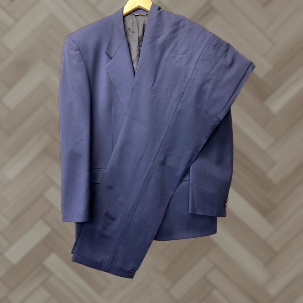 BERNINI Men's Suit 100% Wool 2 Piece Blue Size 46R Classic Designer Italy