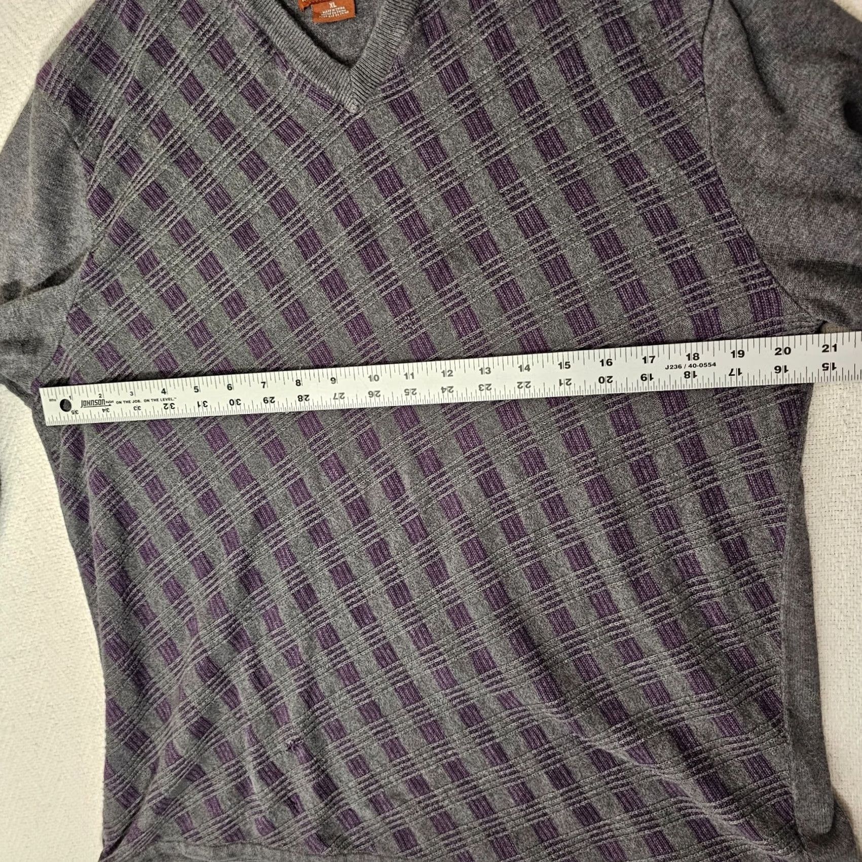 Michael Kors Michael Kors Sweater Mens XL Purple Gray Argyle Knit V-Neck Long Sleeve Pullover Shirt Size US XL / EU 56 / 4 - 5 Thumbnail