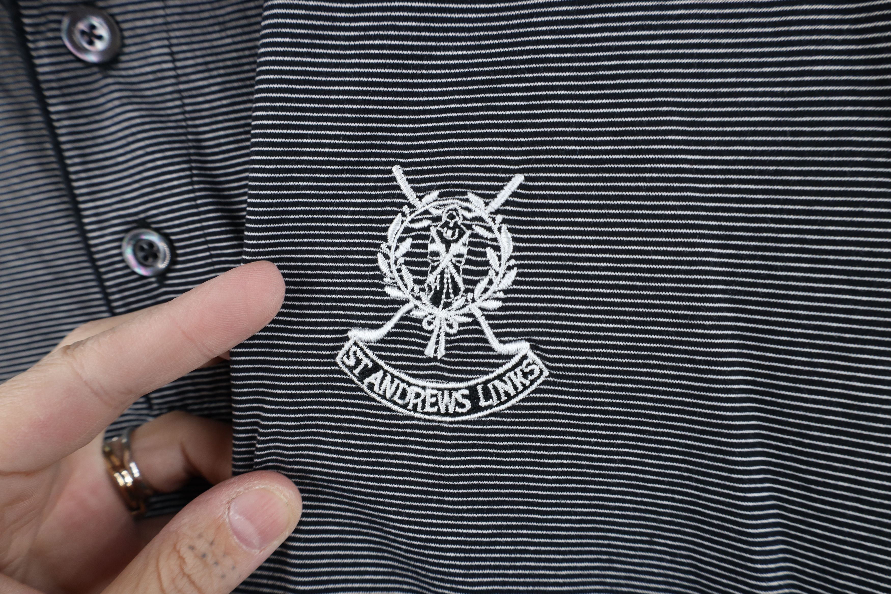 Vintage Vintage Pinstriped St Andrews Links Collard Golf Polo Shirt Size US L / EU 52-54 / 3 - 4 Thumbnail