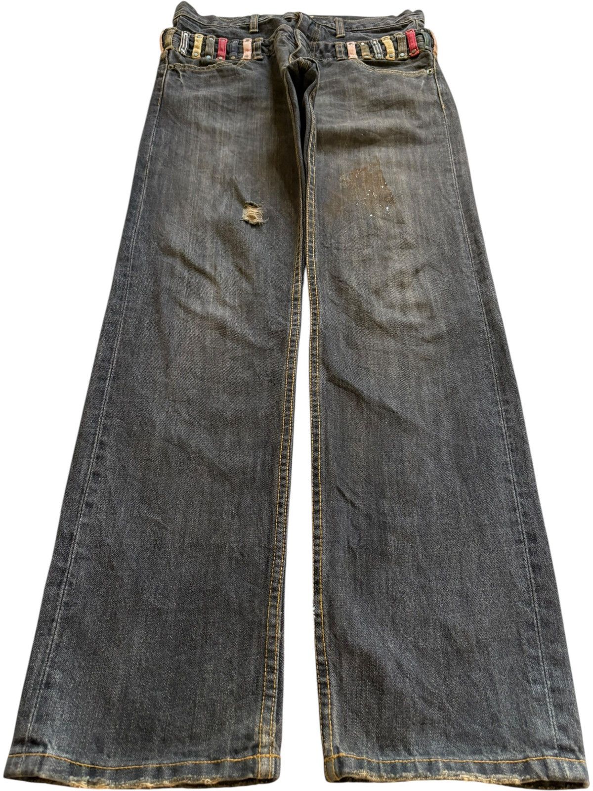 Japanese Brand Vintage Japanese Brand Double Waist Rusty Mud Wash Jeans Size US 32 / EU 48 - 1 Thumbnail