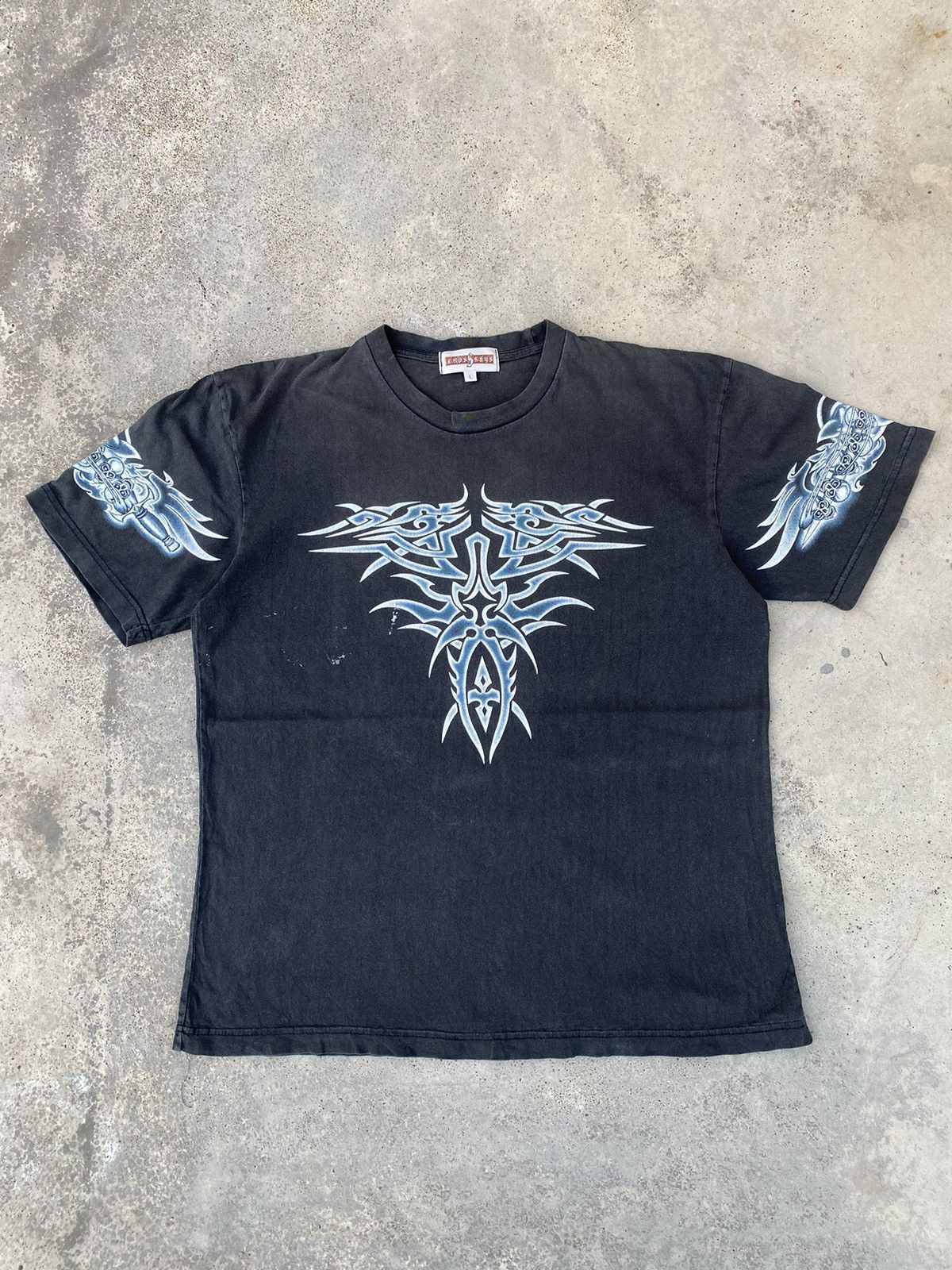 Affliction 2000s Cyber Skulls Blue Flames Jnco Styled Tees Size US L / EU 52-54 / 3 - 1 Thumbnail