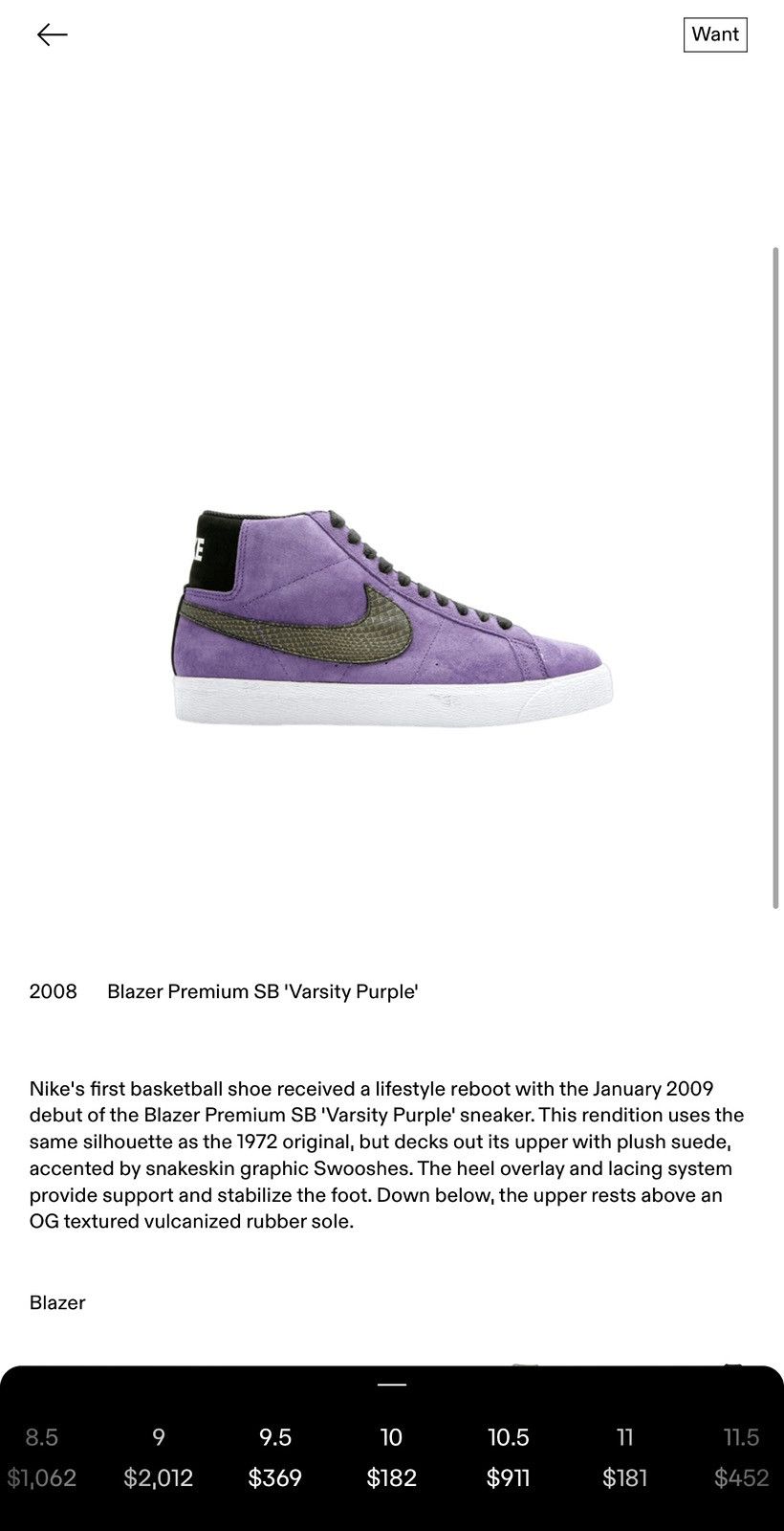 Nike × Vintage Nike SB Blazer - Varsity Purple Size US 10 / EU 43 - 5 Thumbnail