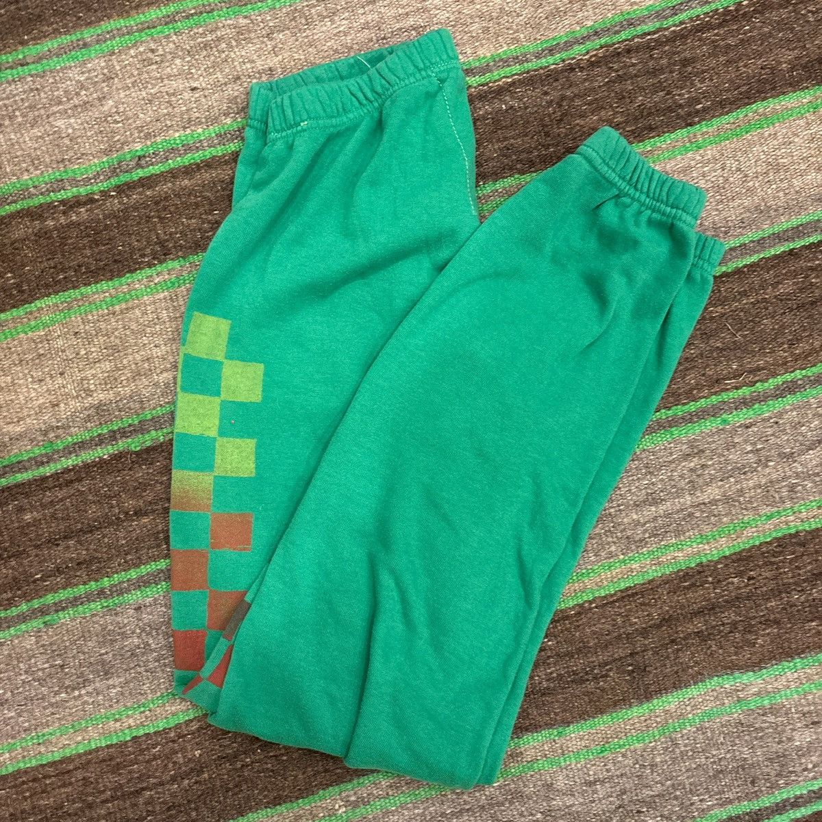Green multi colored checkers sweatpants