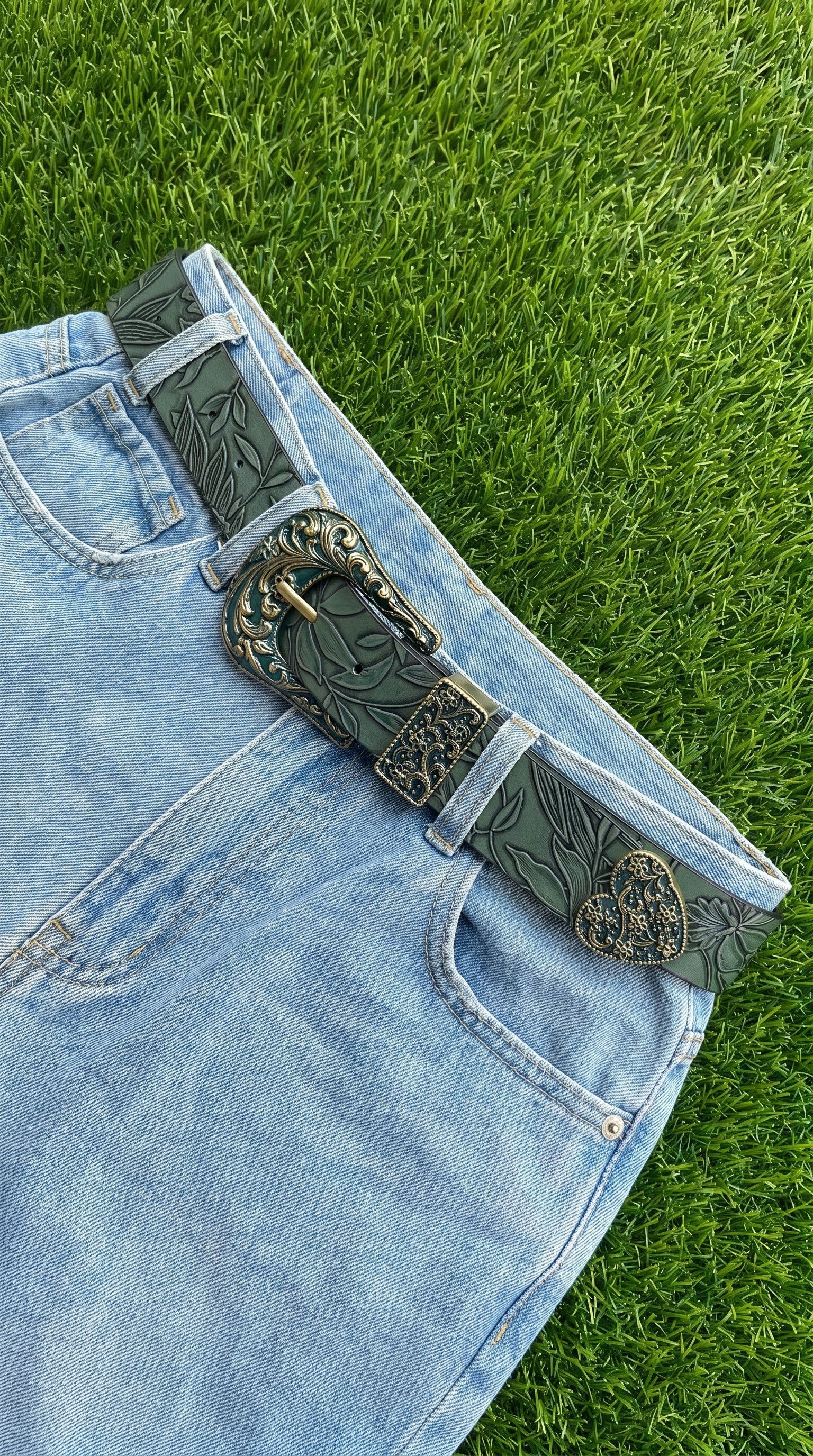Other Emerald Green Western Belt Size ONE SIZE - 5 Thumbnail