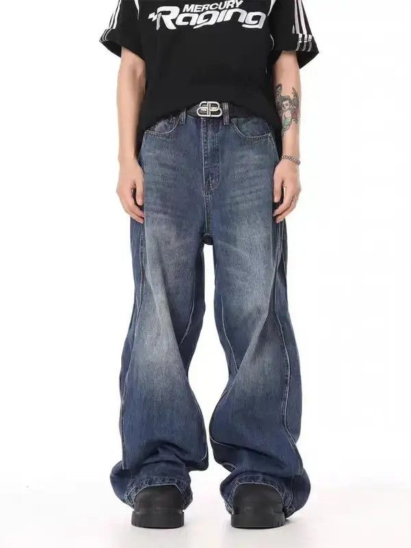 Japanese Brand VIBE Street washed distressed loose wide leg jeans Size US 32 / EU 48 - 1 Thumbnail