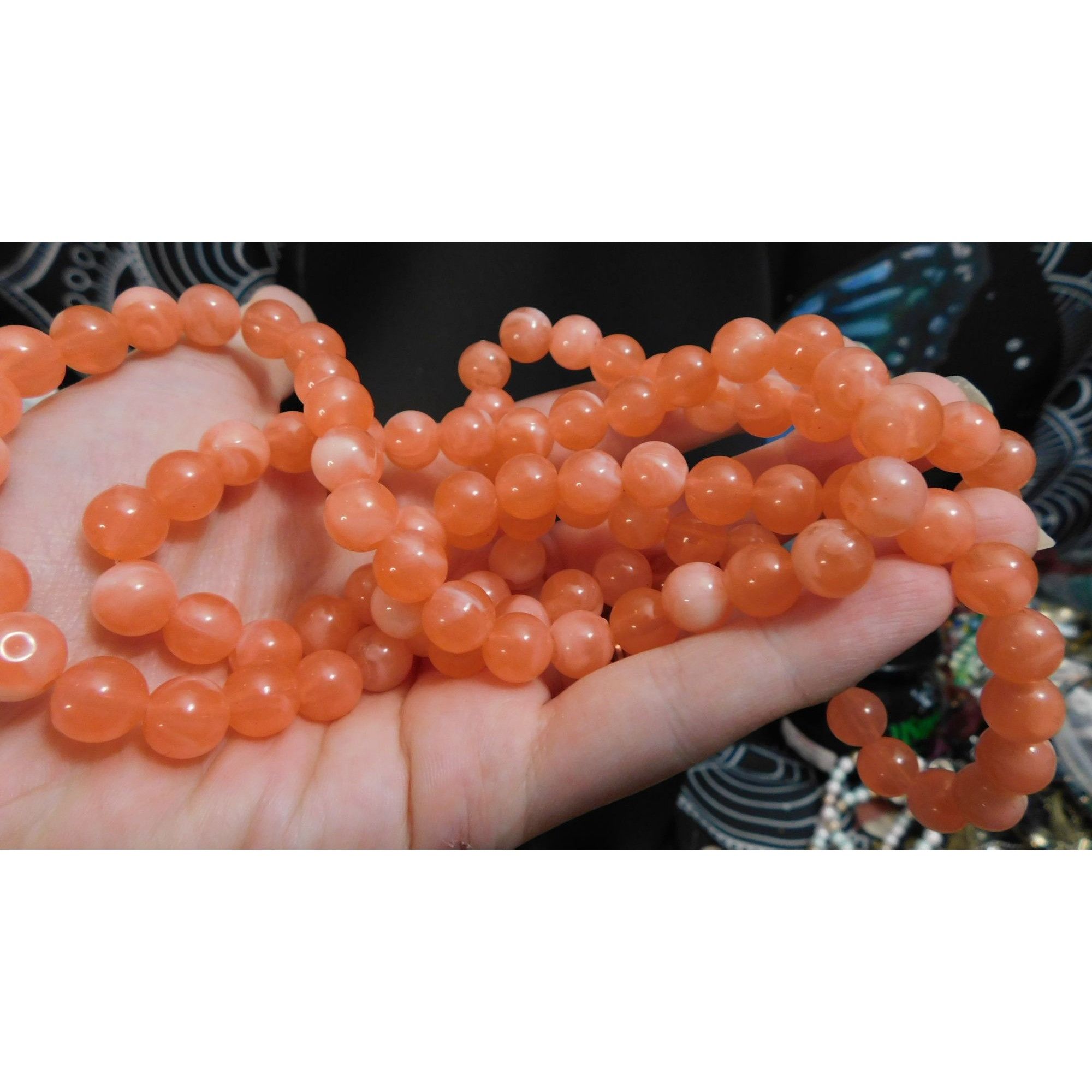 Other Vintage Marbled Salmon Tone Beaded Necklace Size ONE SIZE - 3 Thumbnail