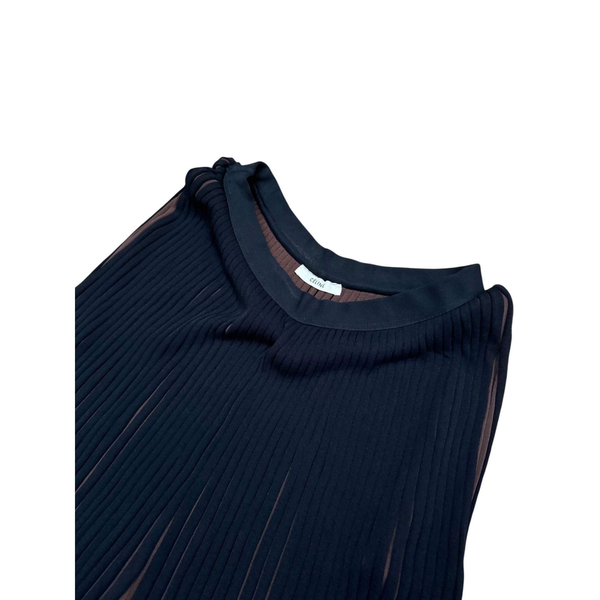 Celine Phoebe Philo Pre Fall 2015 Wide Pleated Black Brown Pants Size 26" / US 2 / IT 38 - 6 Thumbnail