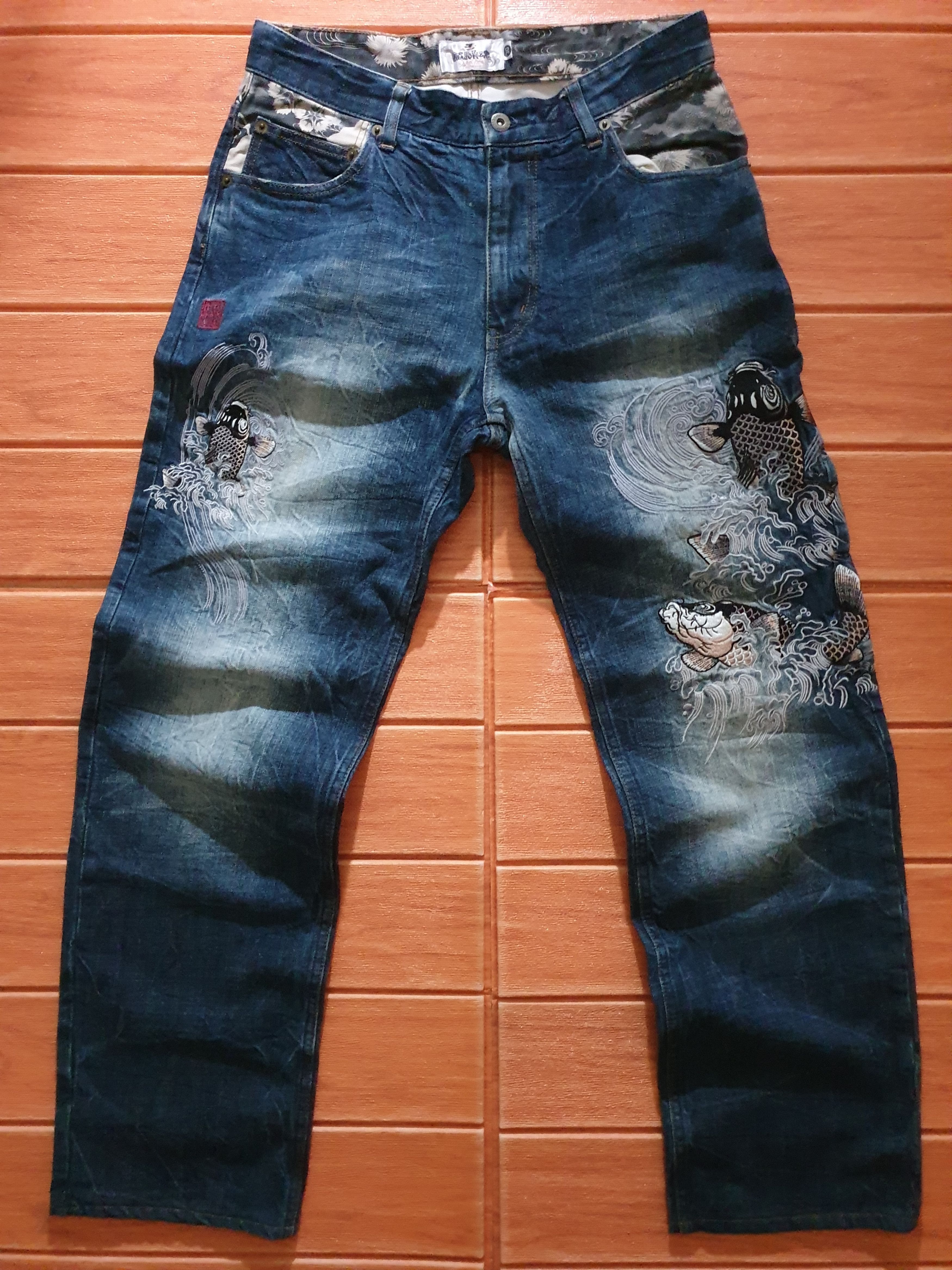💥Karakuri tamashi koi fish Japanese brand denim pant