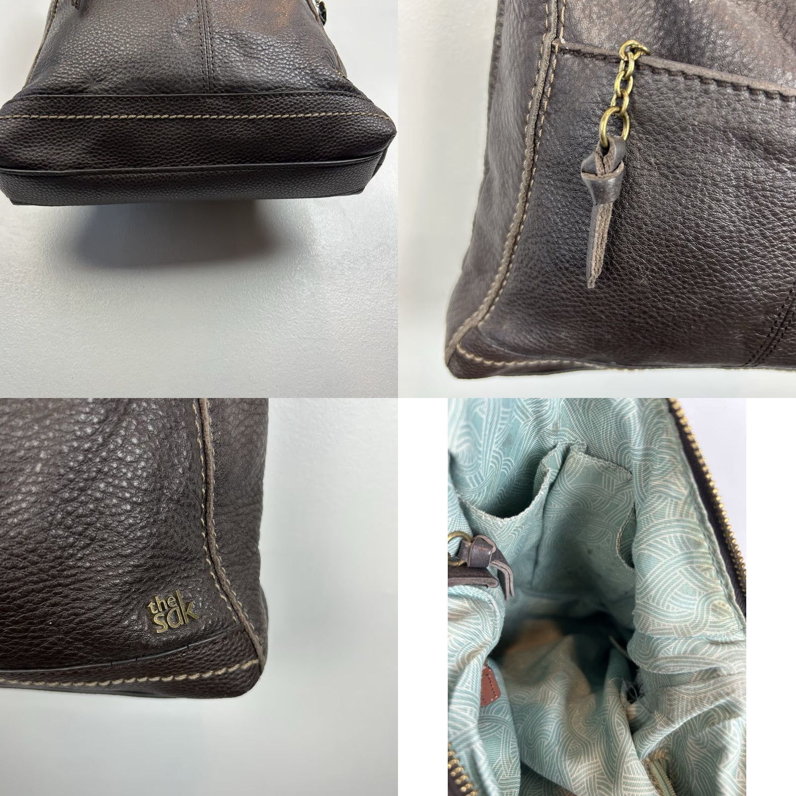 The Sak The Sak Purse Crossbody Brown Pebbled Leather Shoulder Bag Handbag Read Size ONE SIZE - 8 Thumbnail
