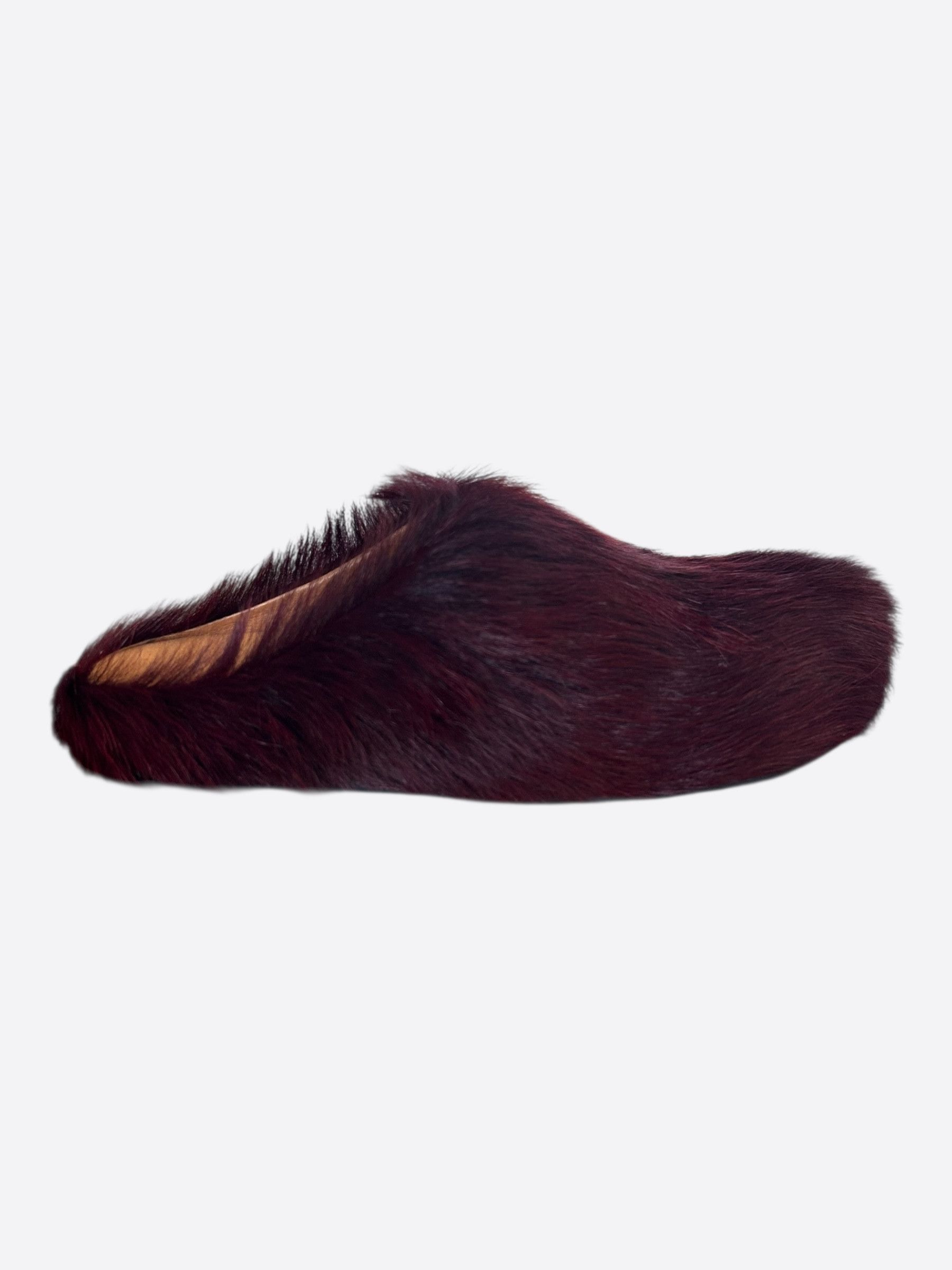 Marni Marni Burgundy Calfskin Fussbett Sabot Women's Slides Size US 7.5 / IT 37.5 - 1 Thumbnail