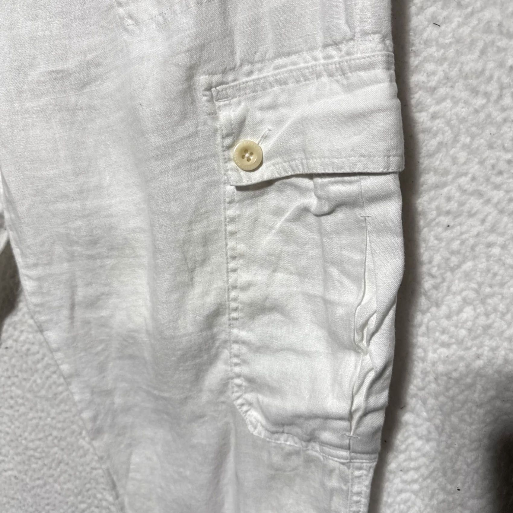 Ralph Lauren Lauren Ralph Lauren White Linen Cargo Pants Button Ankle Size 10 Women Regular Pocket Linen Crop Breathable Inseam 29.5” Size 10 Womens Size 32" / US 10 / IT 46 - 3 Thumbnail