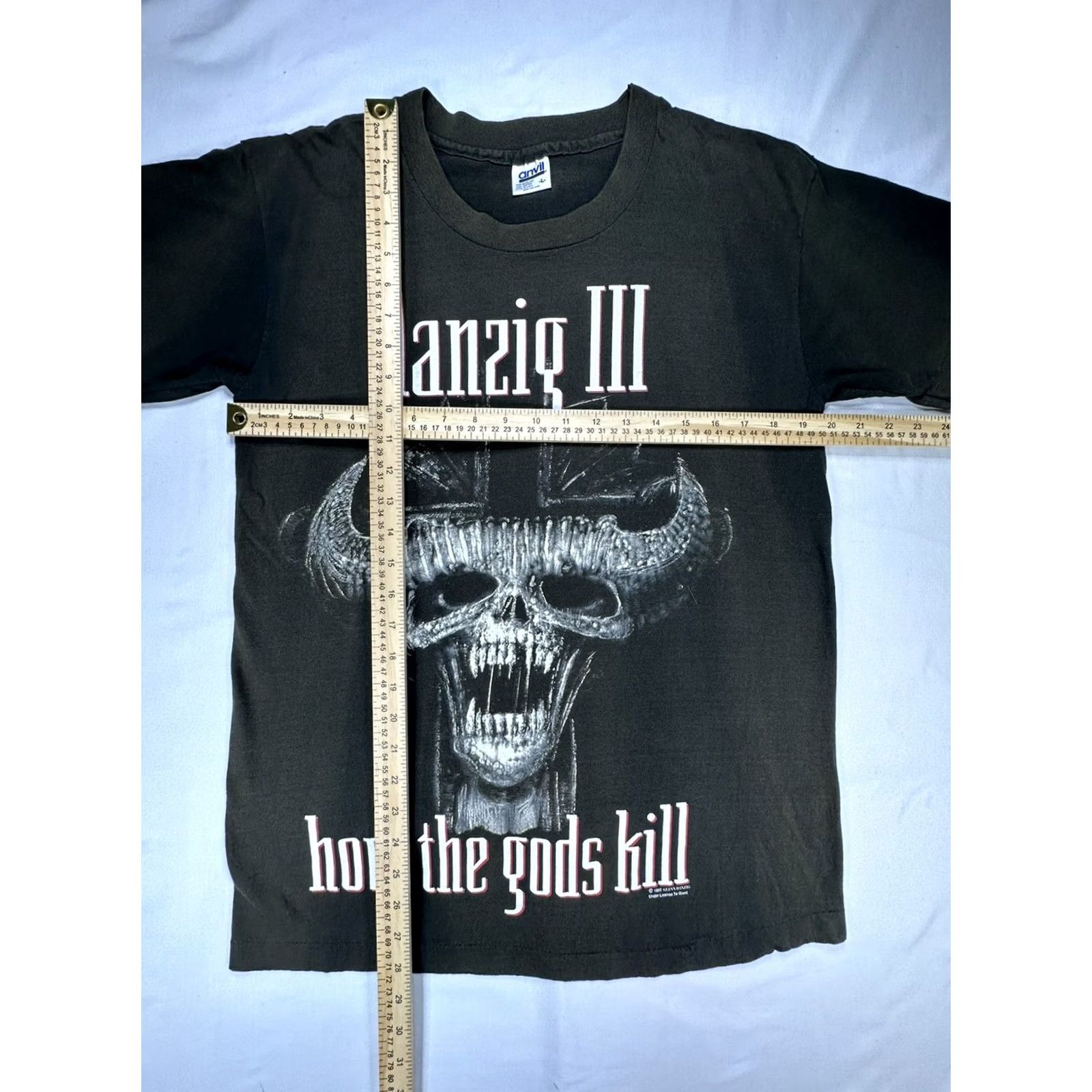 Anvil Vintage Danzig III Single Stitch T-Shirt How The Gods Kill 90s Tour L Black Graphic Band Tour Ragged Back Mens Size US L / EU 52-54 / 3 - 2 Thumbnail