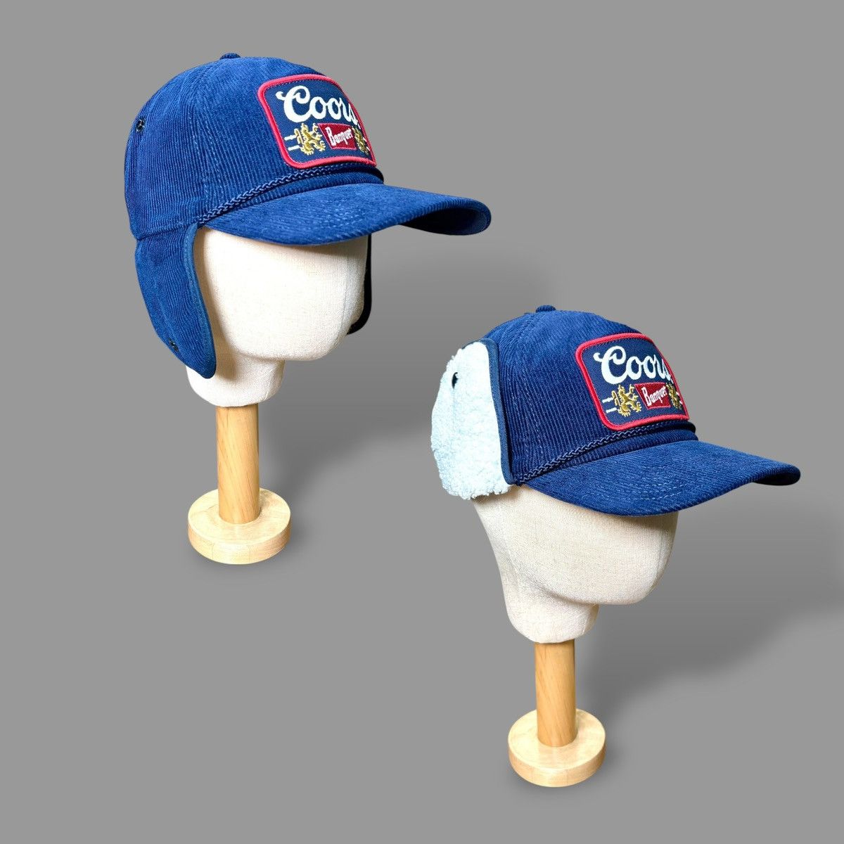 Mad Engine Mad Engine Coors Banquet Mens Blue Corduroy Trapper Hat OS Size ONE SIZE - 7 Thumbnail