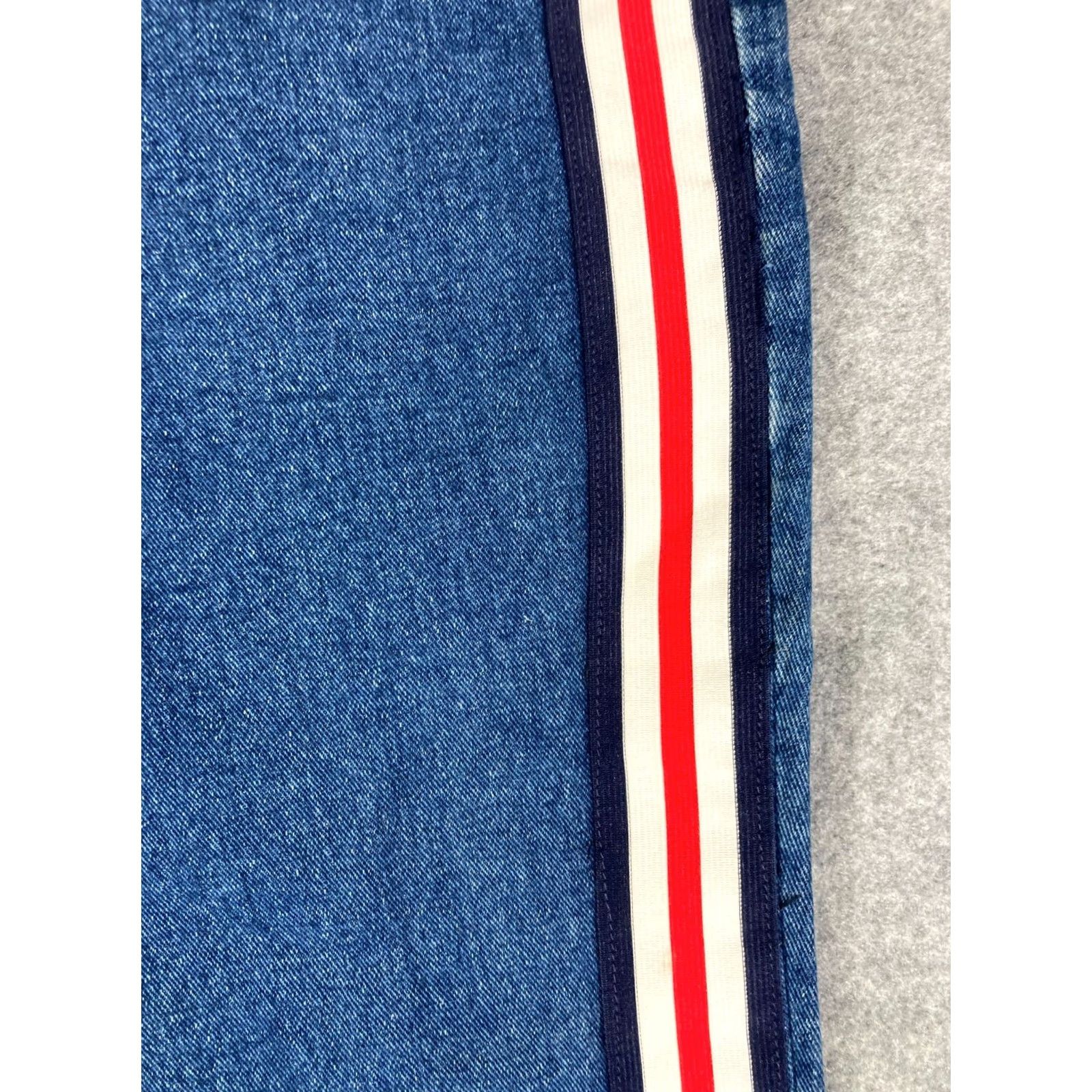 Denime Revolt Bootcut Womens Jeans 22 Blue Denim Striped Straight Leg Waistband Pockets Jeans 90s Womens (Plus) Blue Size 40" / US 18 - 2 Thumbnail