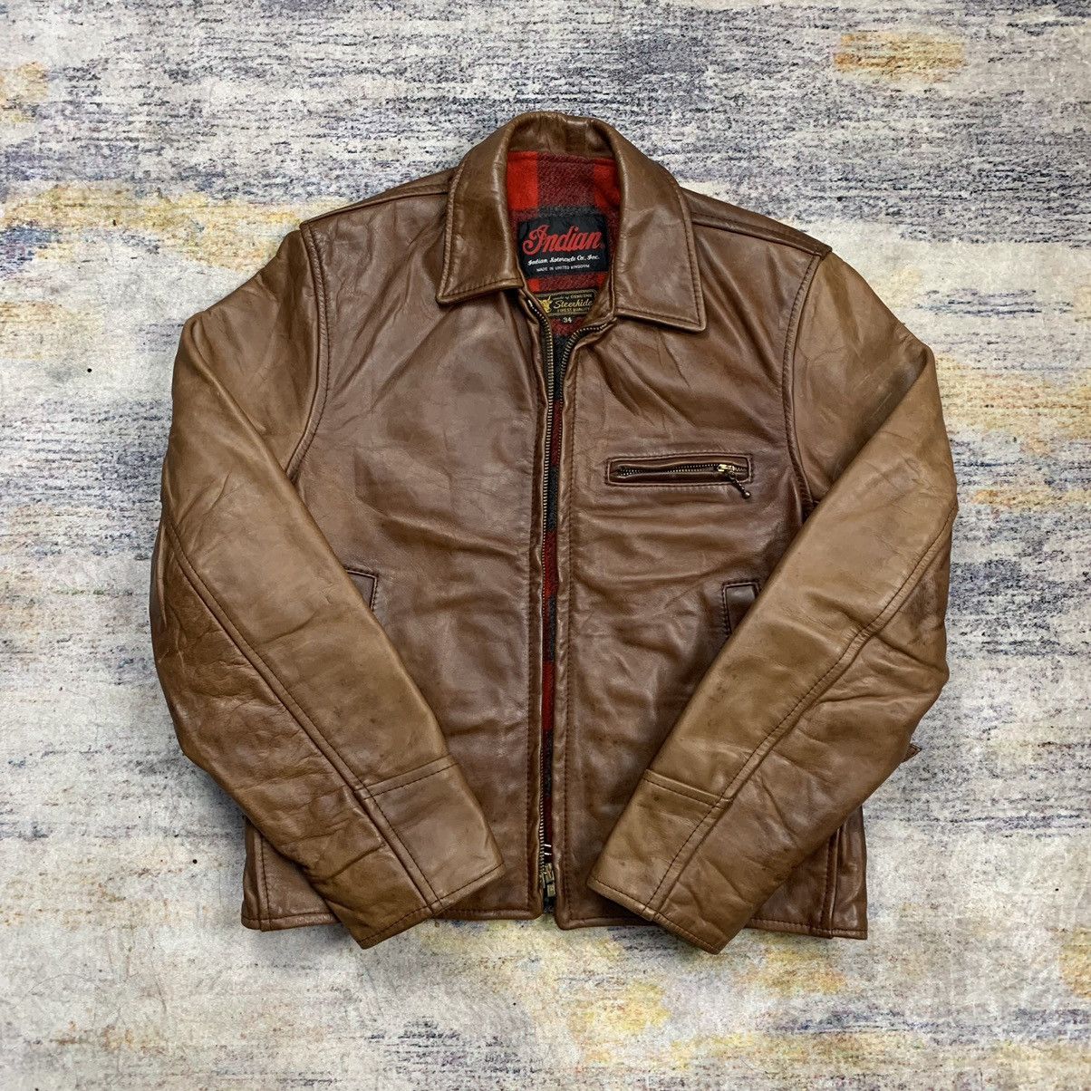 Indian Motorcycle × Kadoya × Vintage Vintage indian motorcycle single riders leather jacket Size US XS / EU 42 / 0 - 4 Thumbnail