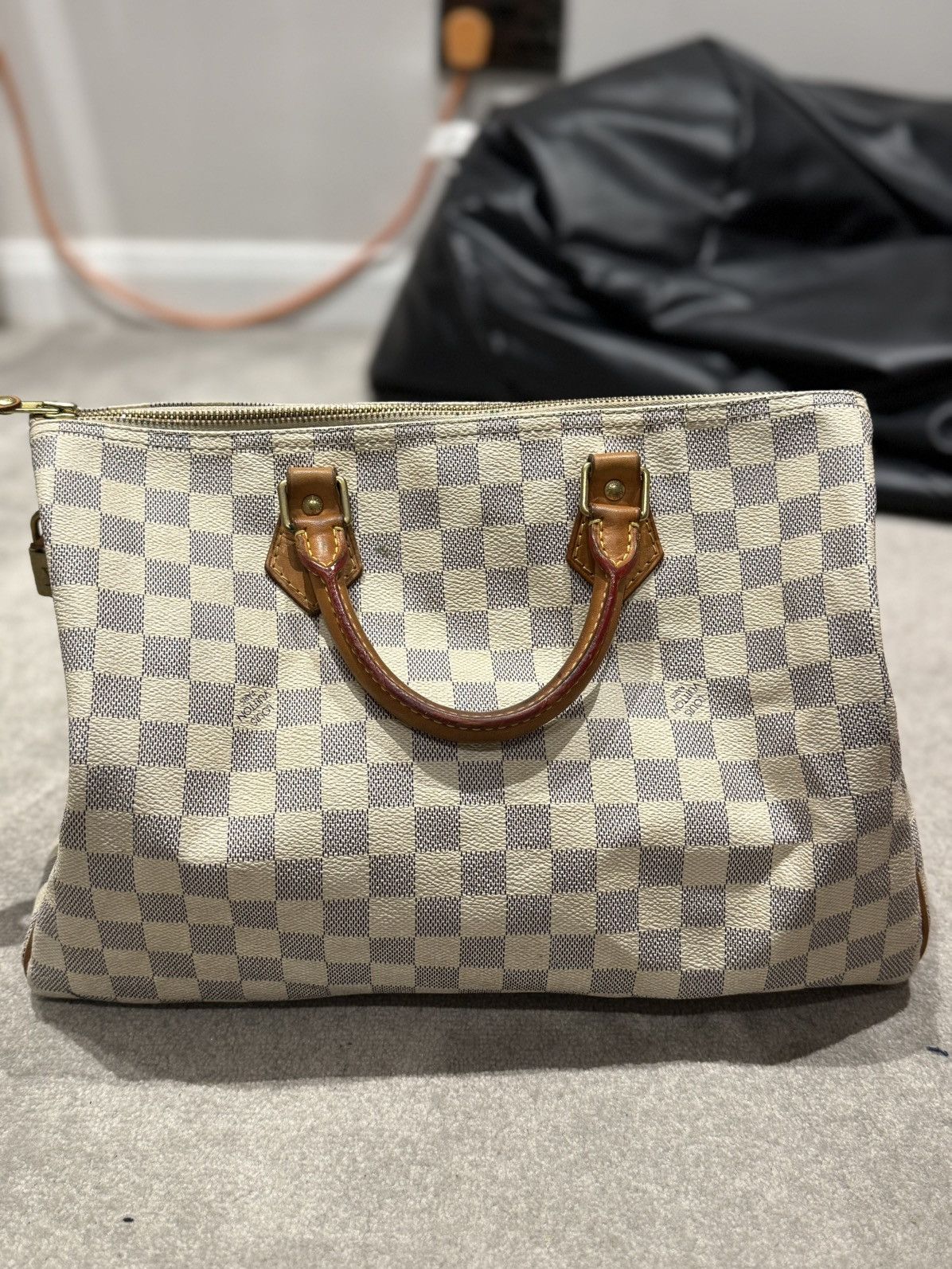 Louis Vuitton Authentic Louis Vuitton Speedy 30 Damier Azur White Handbag Size ONE SIZE - 5 Thumbnail