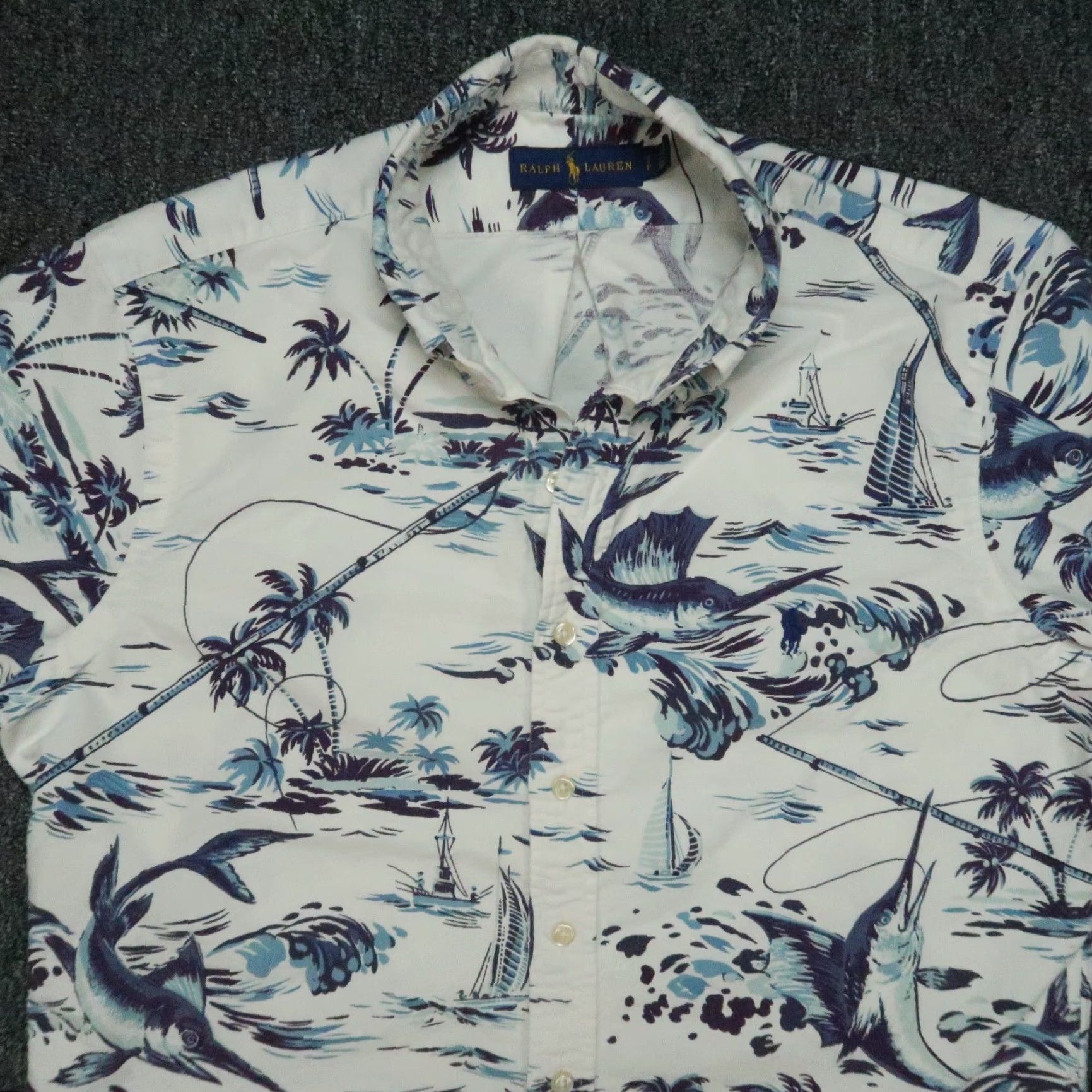 Ralph Lauren Ralph Lauren Button-Up Shirt Men Small White Geometric Short Sleeve Casual Sailing Size US S / EU 44-46 / 1 - 2 Thumbnail