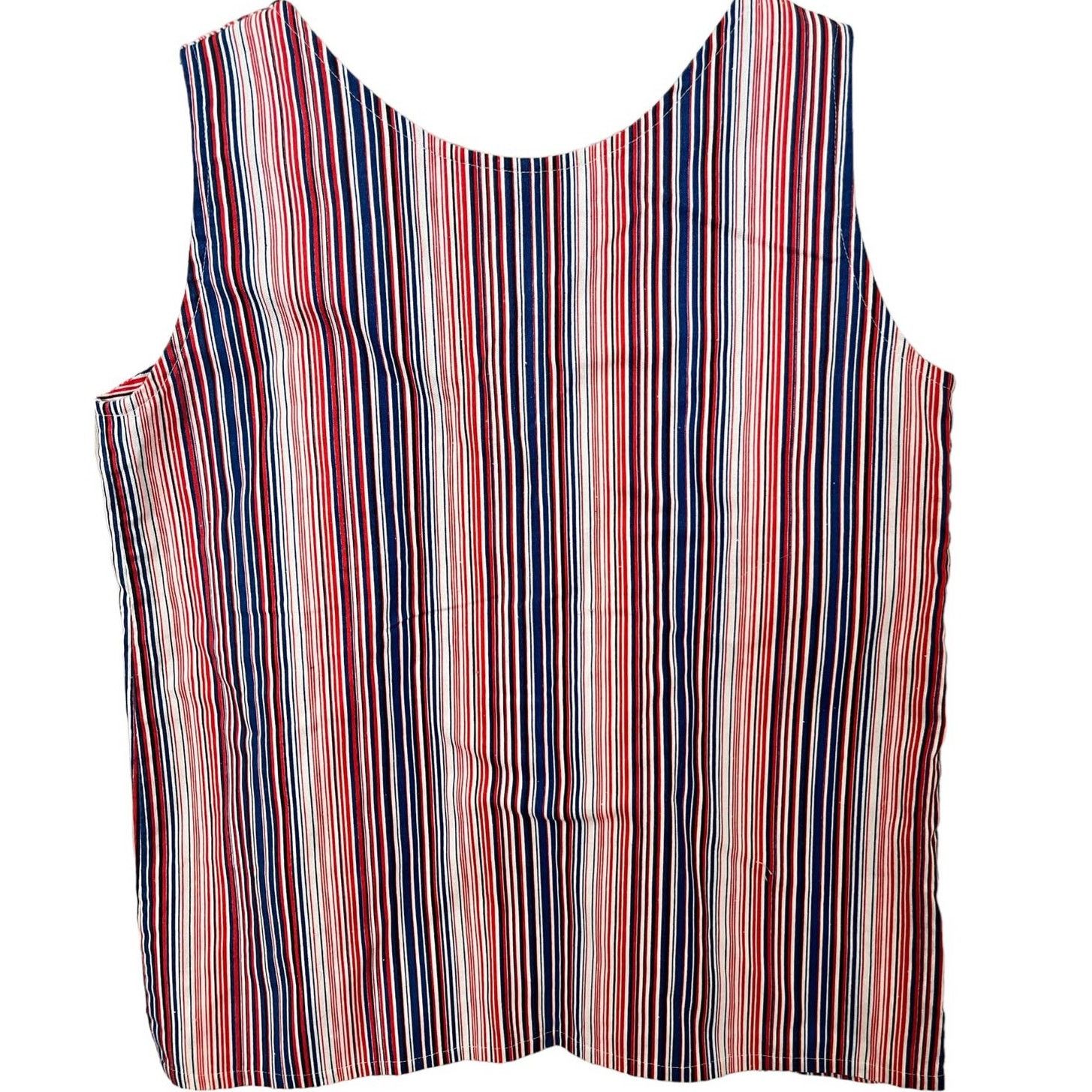 Vintage Vintage 70s White Red Blue Striped Sleeveless Tank Med Large Size L / US 10 / IT 46 - 2 Thumbnail