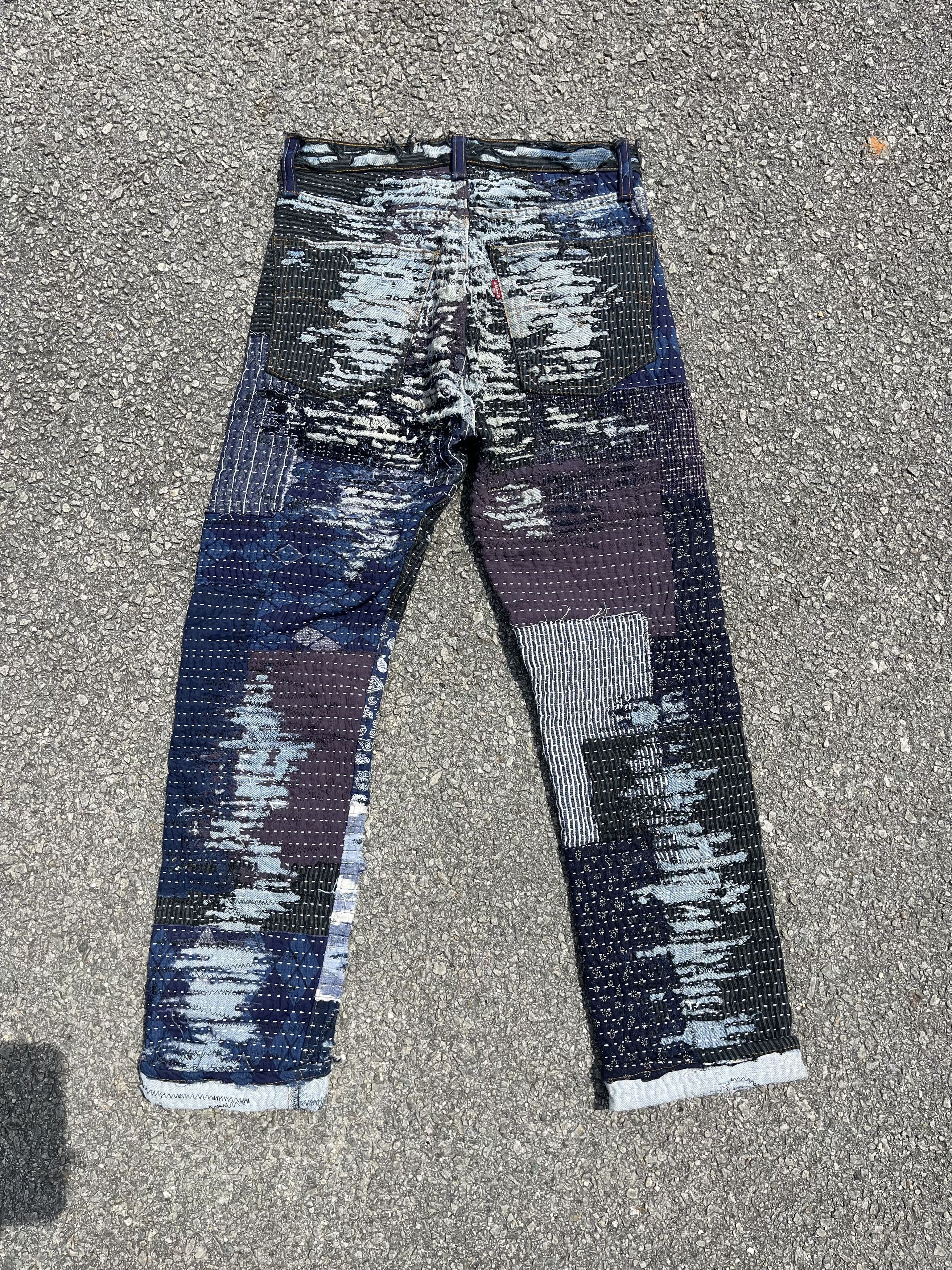 Le Grande Bleu (L.G.B.) × Levi's Vintage Clothing × Vintage Vtg Levis Custom Sashiko Boro Kapital Style Single Number Size US 29 - 1 Thumbnail