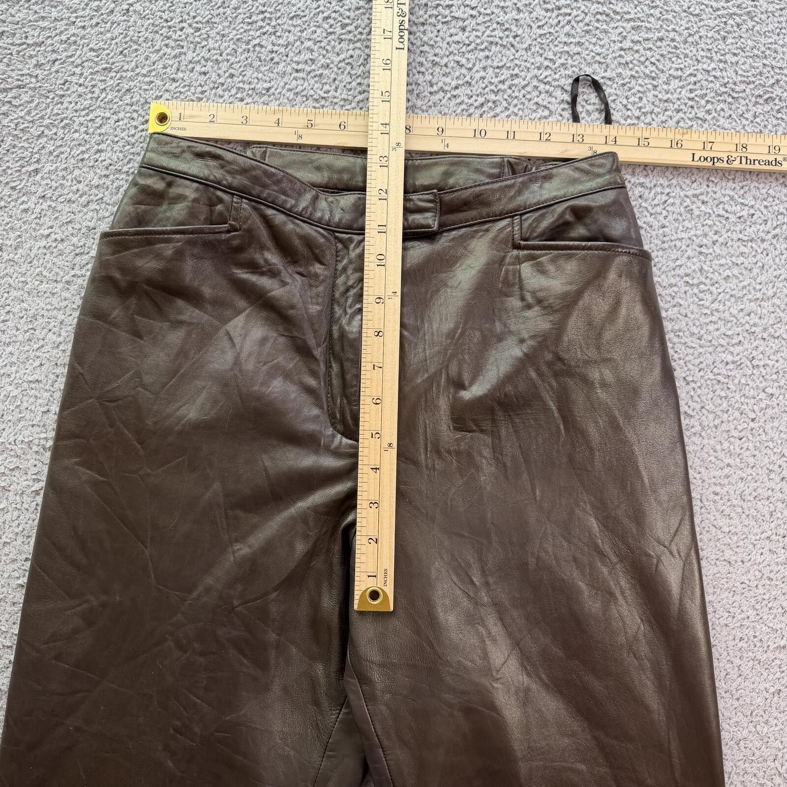 Nordstrom Vintage Y2K Nordstrom Brown Lambskin Leather Pants Womens 8 Size 30" / US 8 / IT 44 - 3 Thumbnail