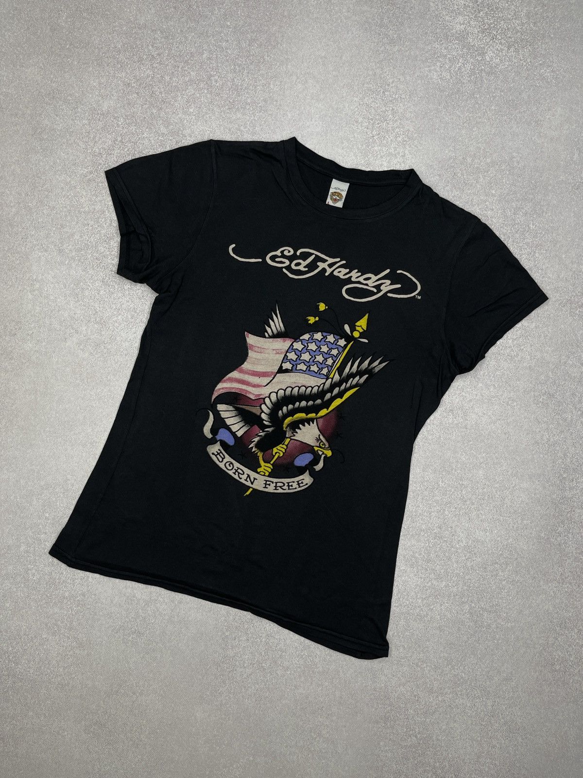 Ed Hardy Vintage Ed Hardy Melrose Born Free Usa Flag Eagle T Shirt Size L / US 10 / IT 46 - 1 Thumbnail