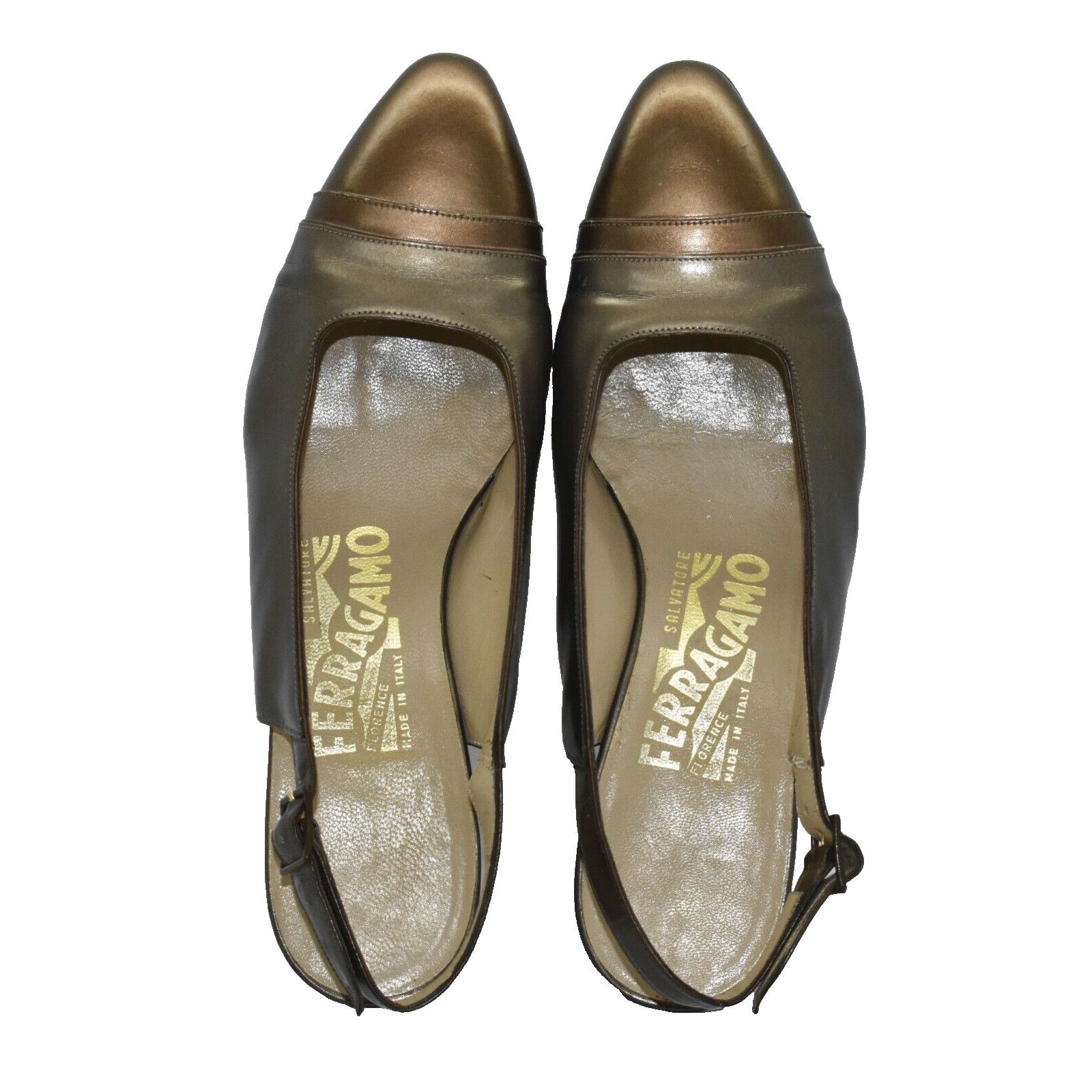 Salvatore Ferragamo SALVATORE FERRAGAMO Copper Cap Toe Heel Slingback Pump Sz 6B Size US 6 / IT 36 - 2 Thumbnail