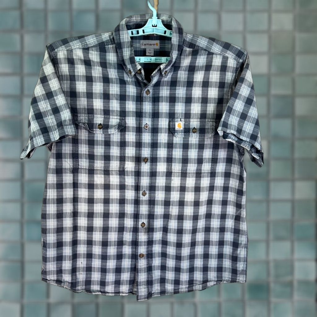 Carhartt Carhartt Relaxed Fit Plaid Casual Button Shirt Mens XL Gray Short Sleeve Size US XL / EU 56 / 4 - 1 Thumbnail