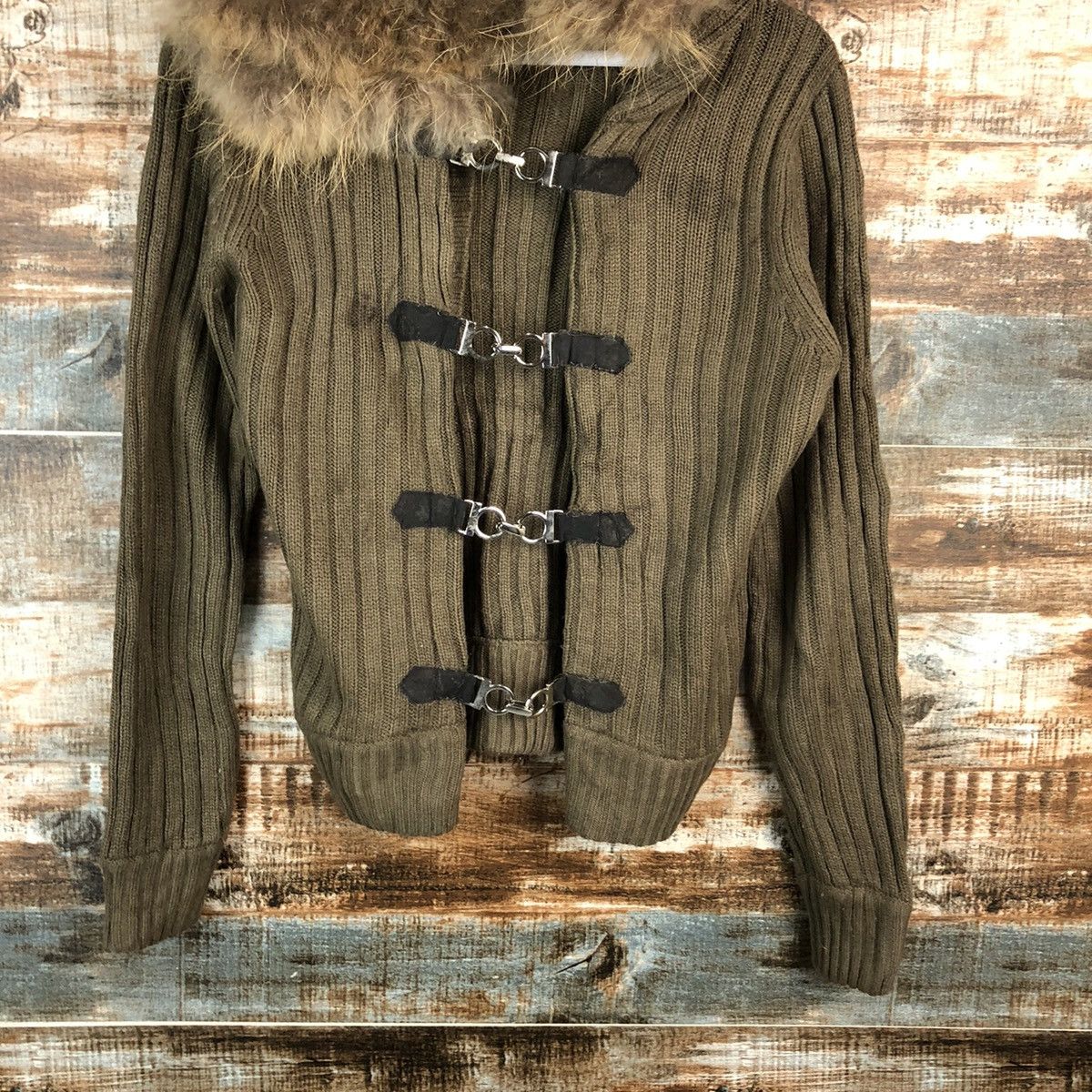 Homespun Knitwear × Japanese Brand Mish Mash japan Brown fur hoodie Knitwear #A2401 Size M / US 6-8 / IT 42-44 - 3 Thumbnail