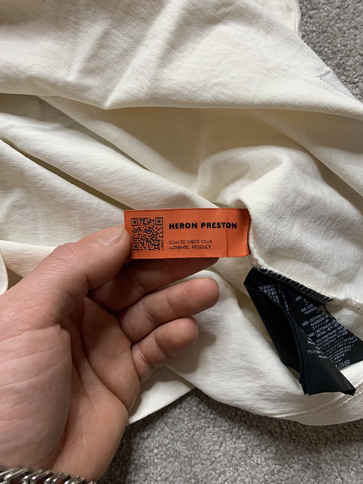 Designer Heron Preston x A.F. White Graphic Tee Oversize Minimalist Size US L / EU 52-54 / 3 - 8 Thumbnail