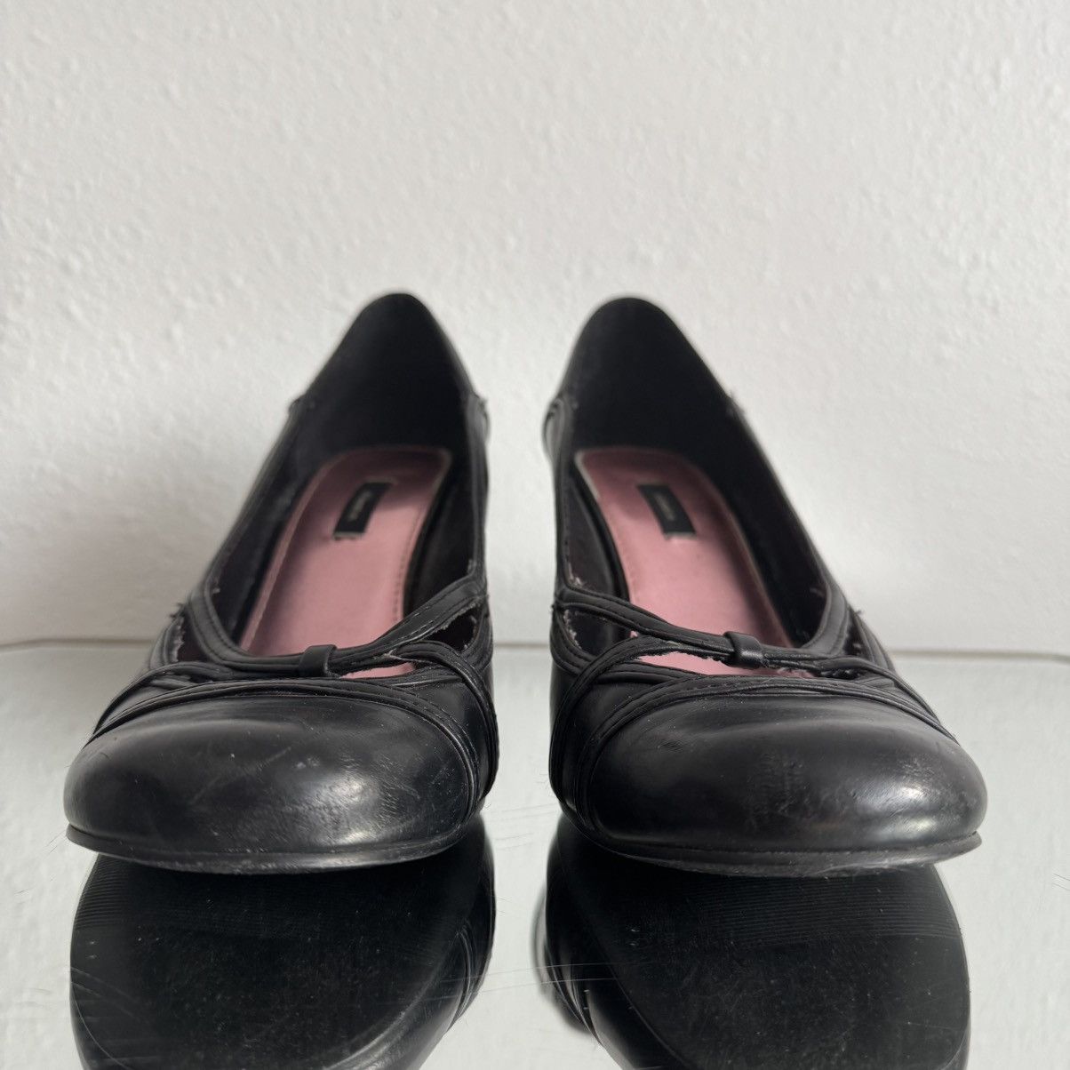 Other XHILARATION Vintage Y2K Black Faux Leather Preppy Pump Heels Size US 8.5 / IT 38.5 - 7 Thumbnail