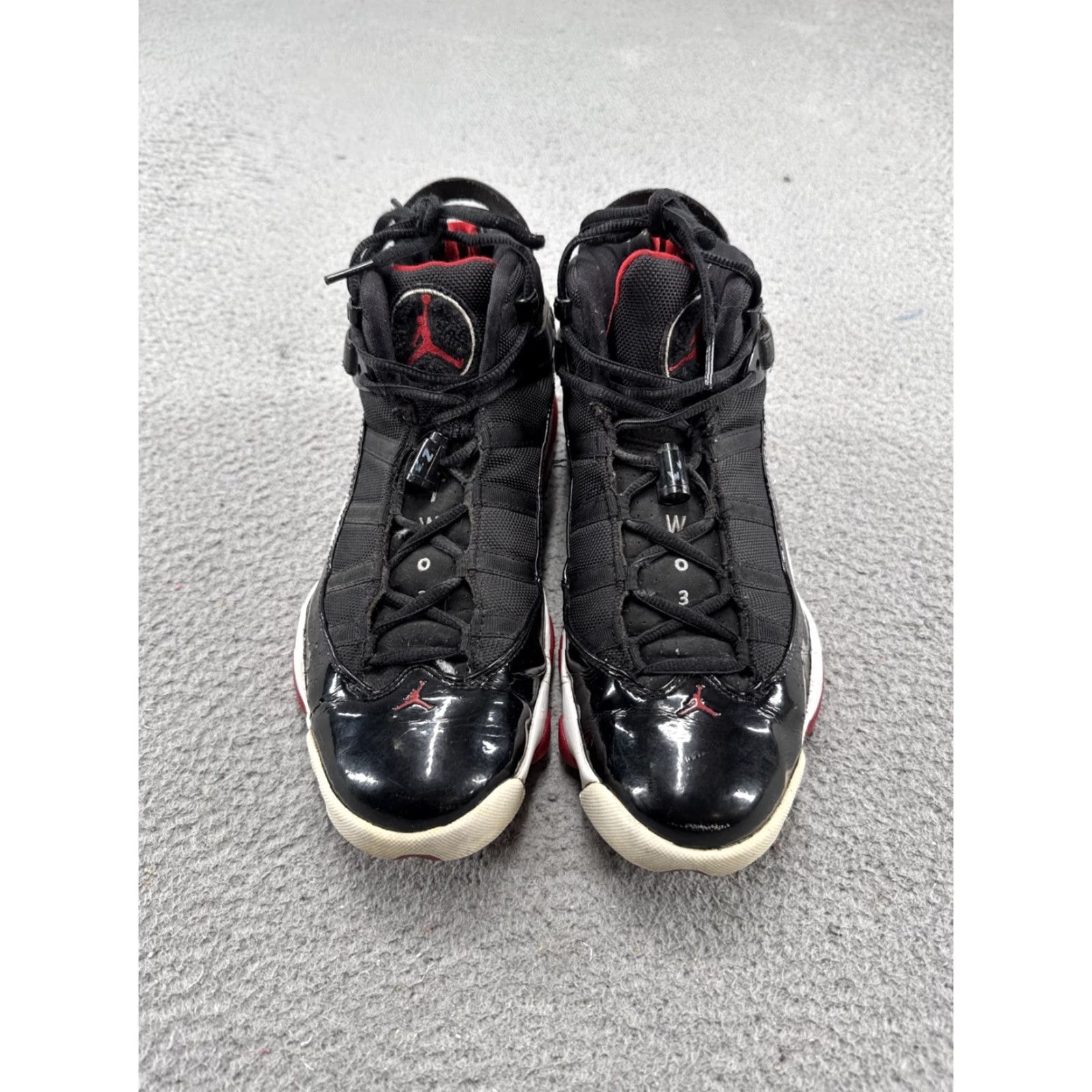 Jordan Brand Jordan 6 Rings Bred 2013 Men Nike Jordan 6 Rings Sneaker Leather Black Red 9 US 322992-071 Size ONE SIZE - 4 Thumbnail