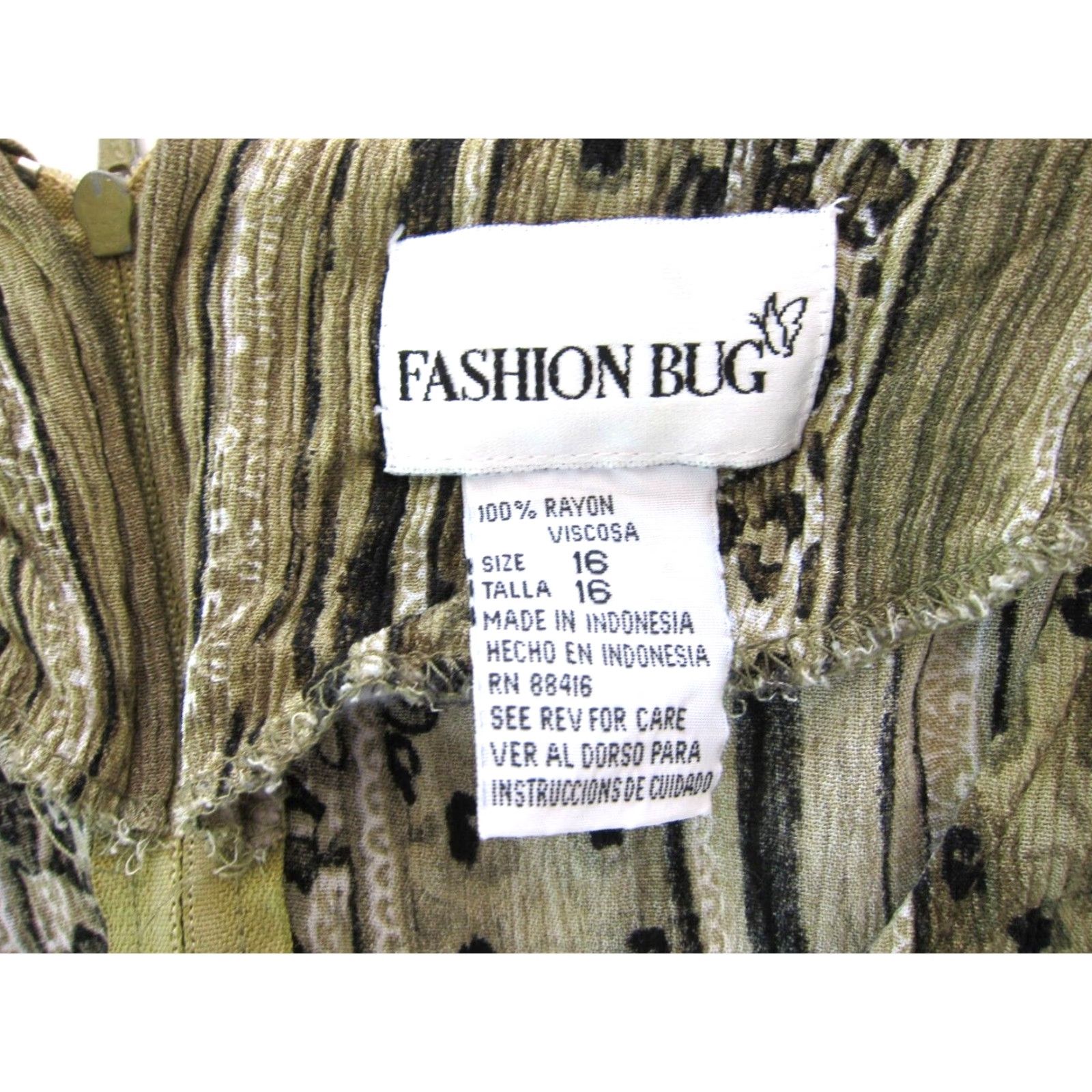 Vintage VINTAGE Fashion Bug Shirt Dress 16 Green Snake Print Short Sleeve Maxi Dress Size 38" / US 16 / IT 52 - 3 Thumbnail
