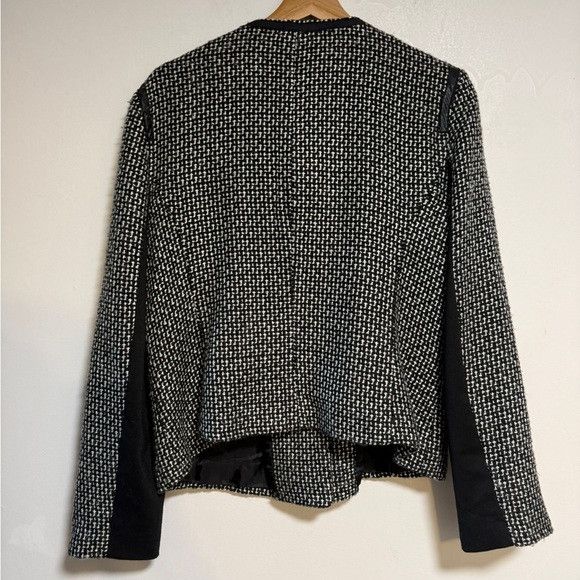 Sandro Sandro Tweed Moto Jacket Black & White Size L Size L / US 10 / IT 46 - 3 Thumbnail