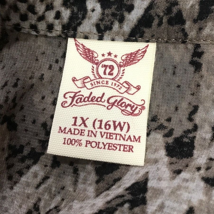 Faded Glory Faded Glory Snake Print Sheer V-Neck Long Sleeve Blouse 1X Size XL / US 12-14 / IT 48-50 - 3 Thumbnail